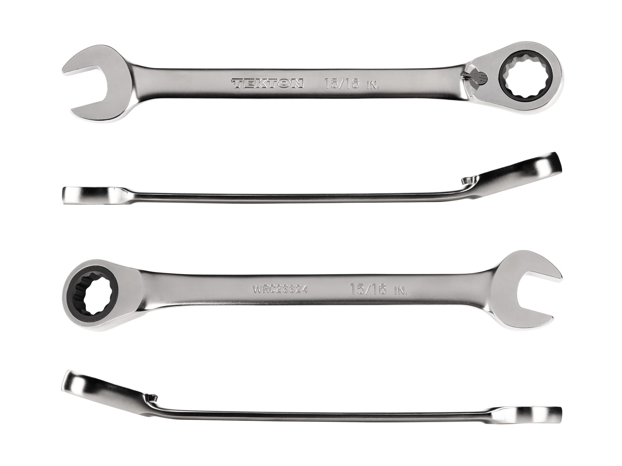 Side view of Tekton ratcheting combination wrench. Item #WRC23324