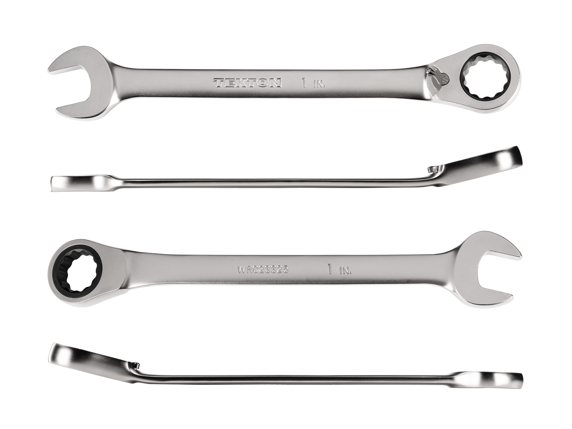 1 inch (sae) reversible 12-point ratcheting combination wrench includes 72-tooth gear and 15-degree angled open end to reduce swing in tight spaces. WRC23325.