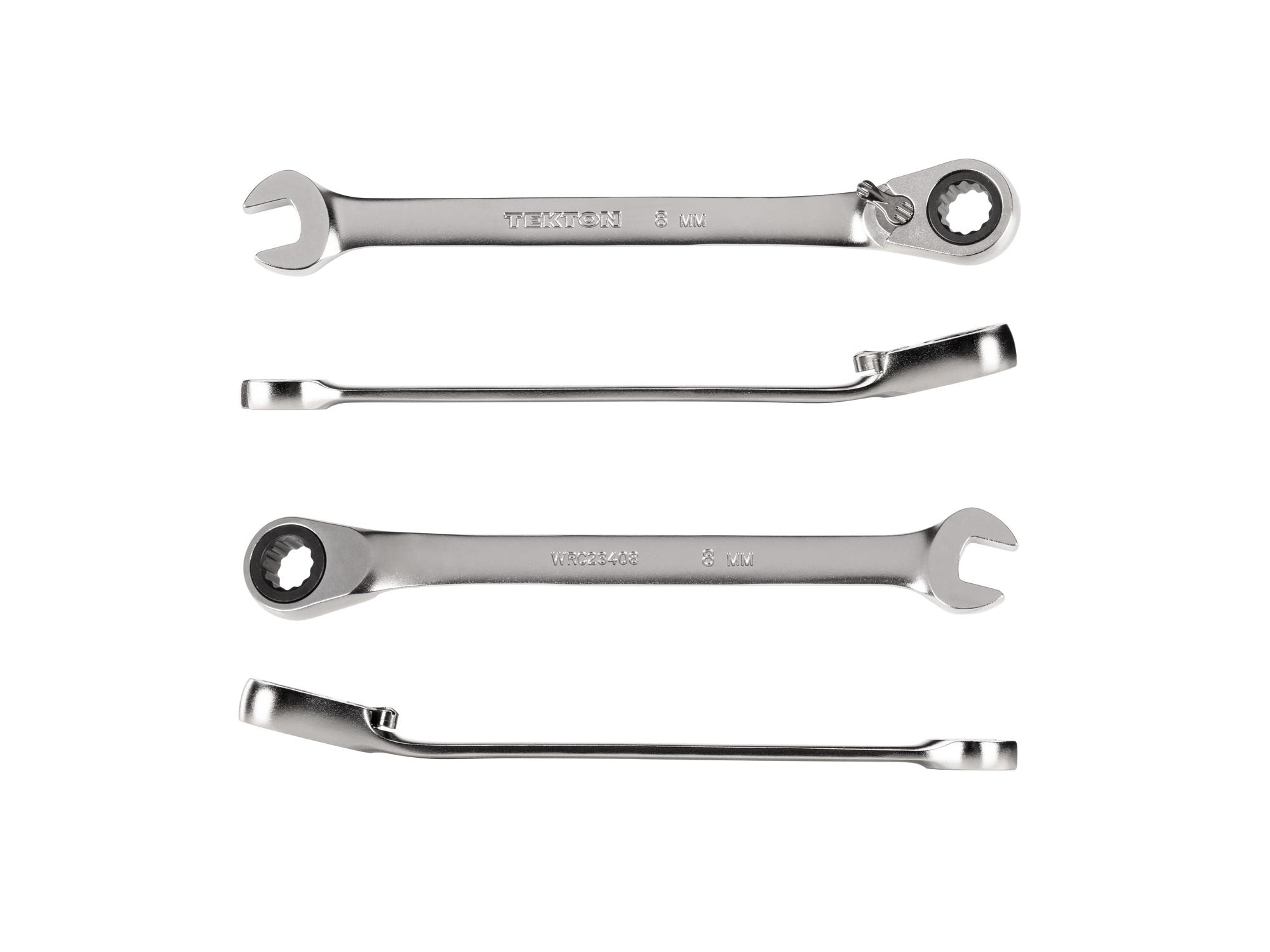 Side view of Tekton ratcheting combination wrench. Item #WRC23408
