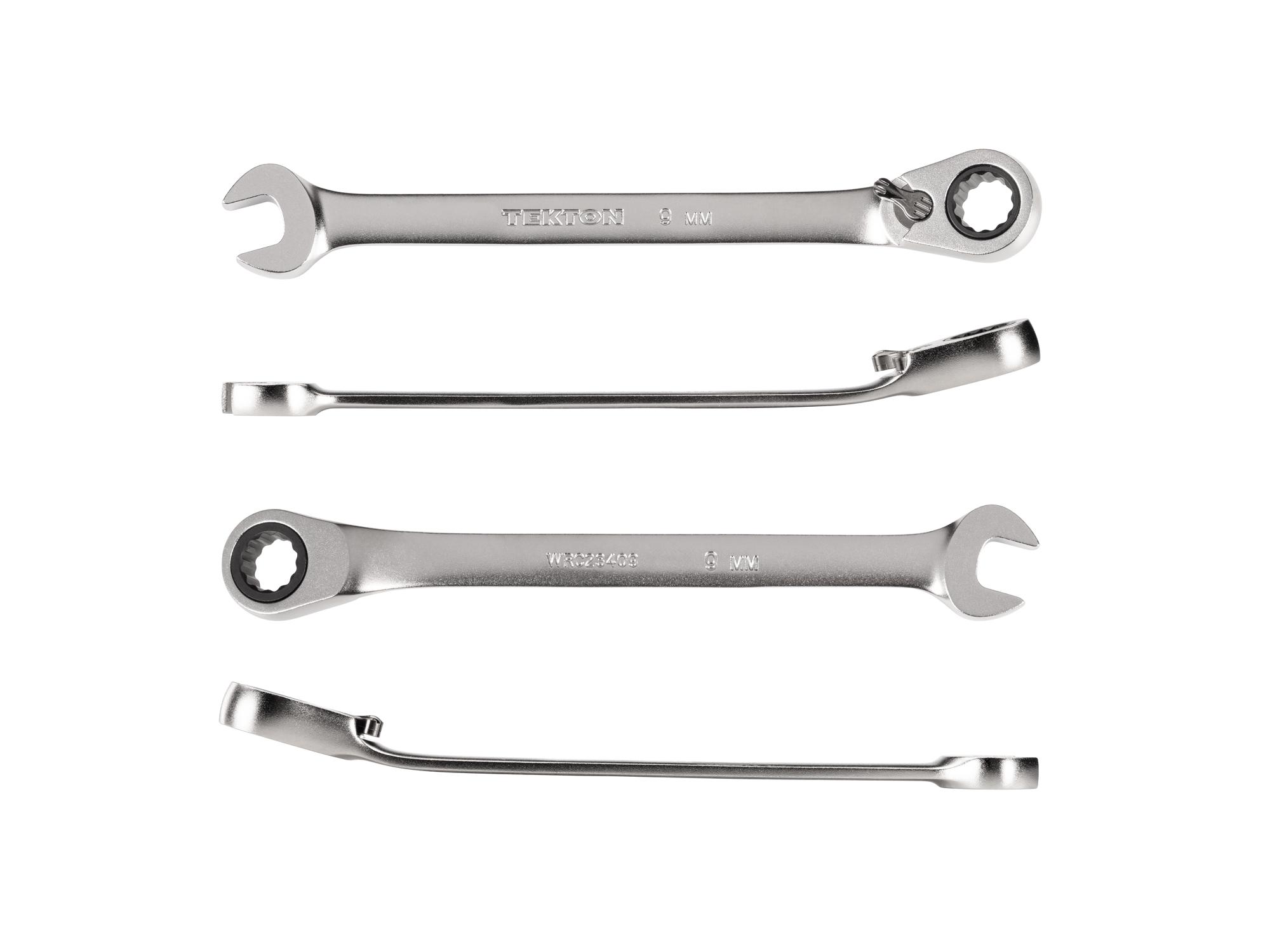Side view of Tekton ratcheting combination wrench. Item #WRC23409