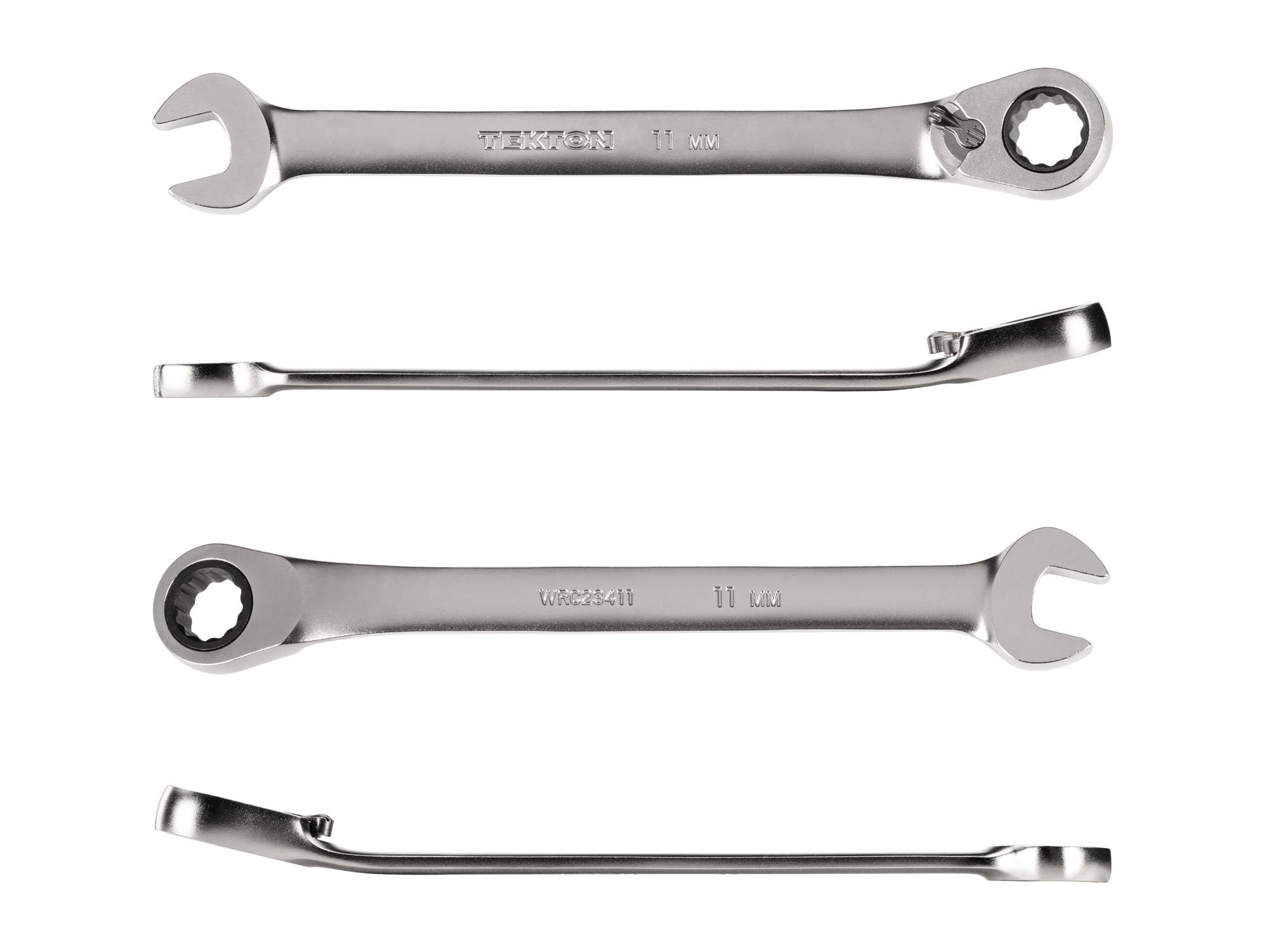 Side view of Tekton ratcheting combination wrench. Item #WRC23411