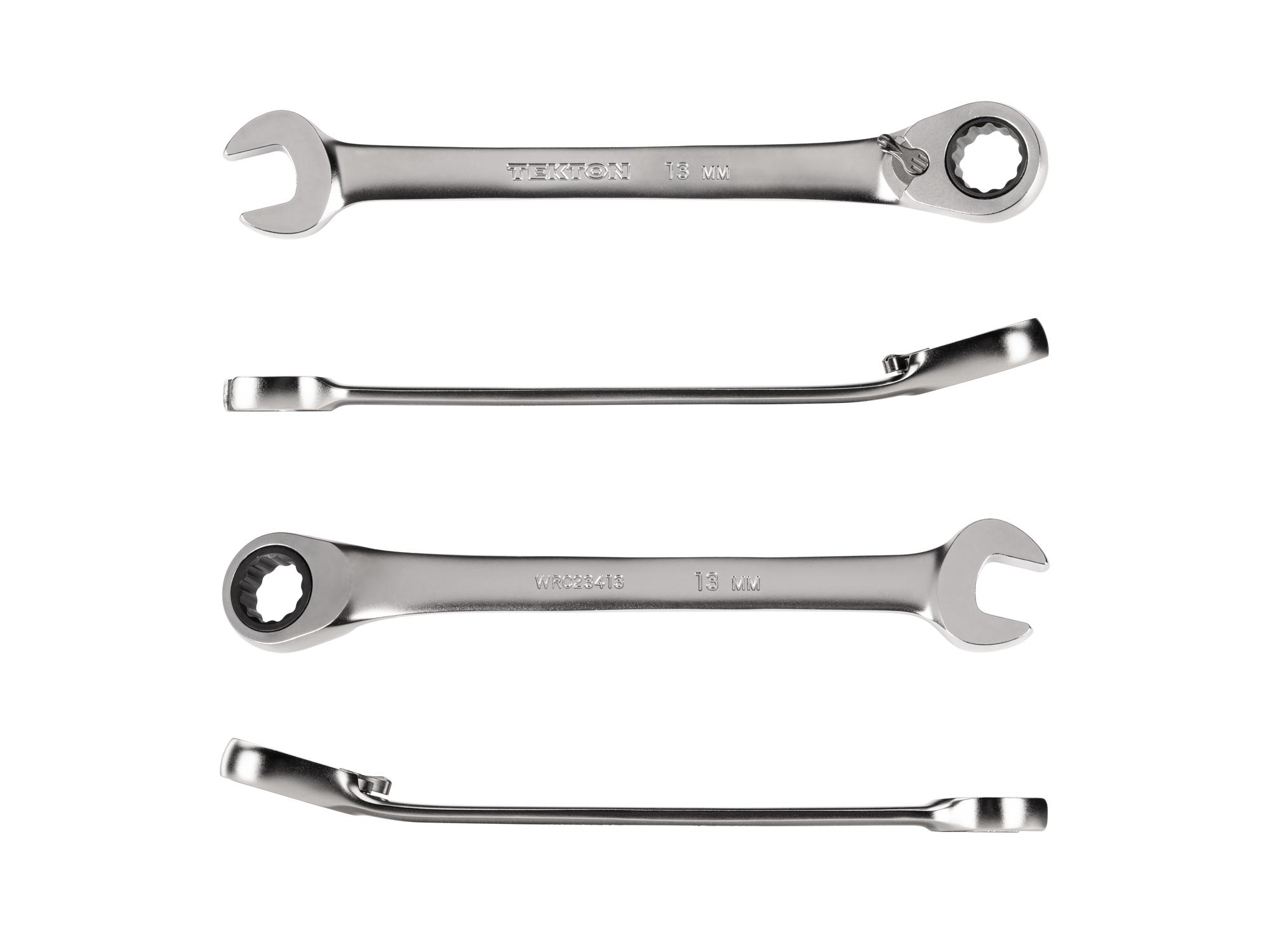 Side view of Tekton ratcheting combination wrench. Item #WRC23413