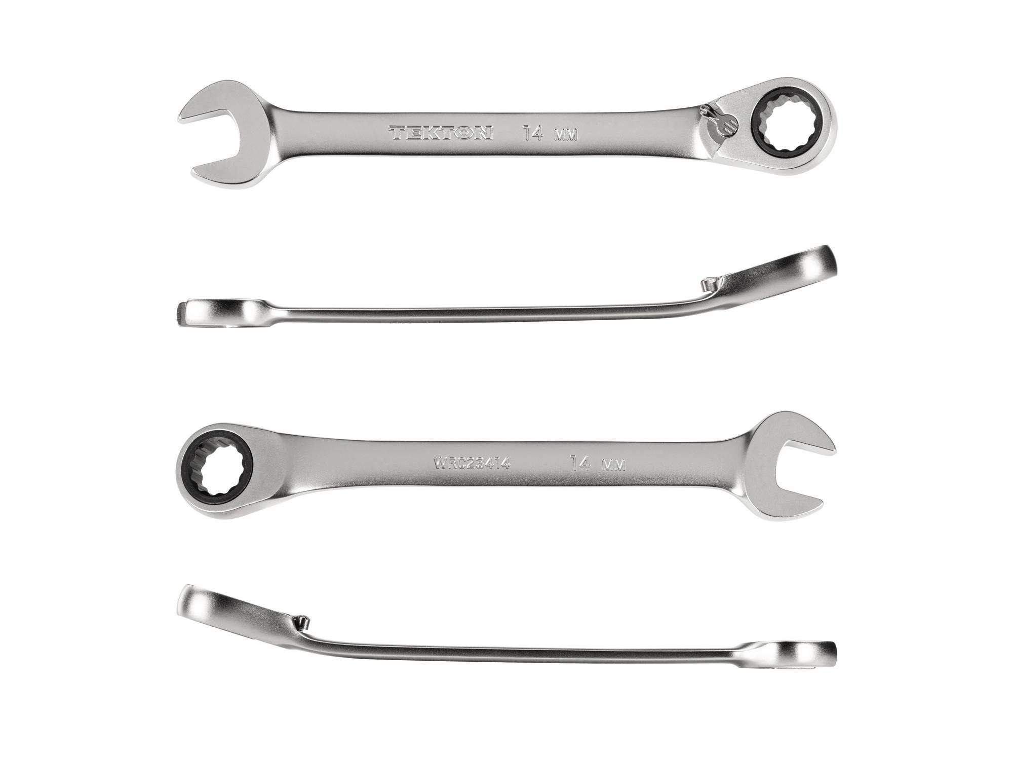 Side view of Tekton ratcheting combination wrench. Item #WRC23414