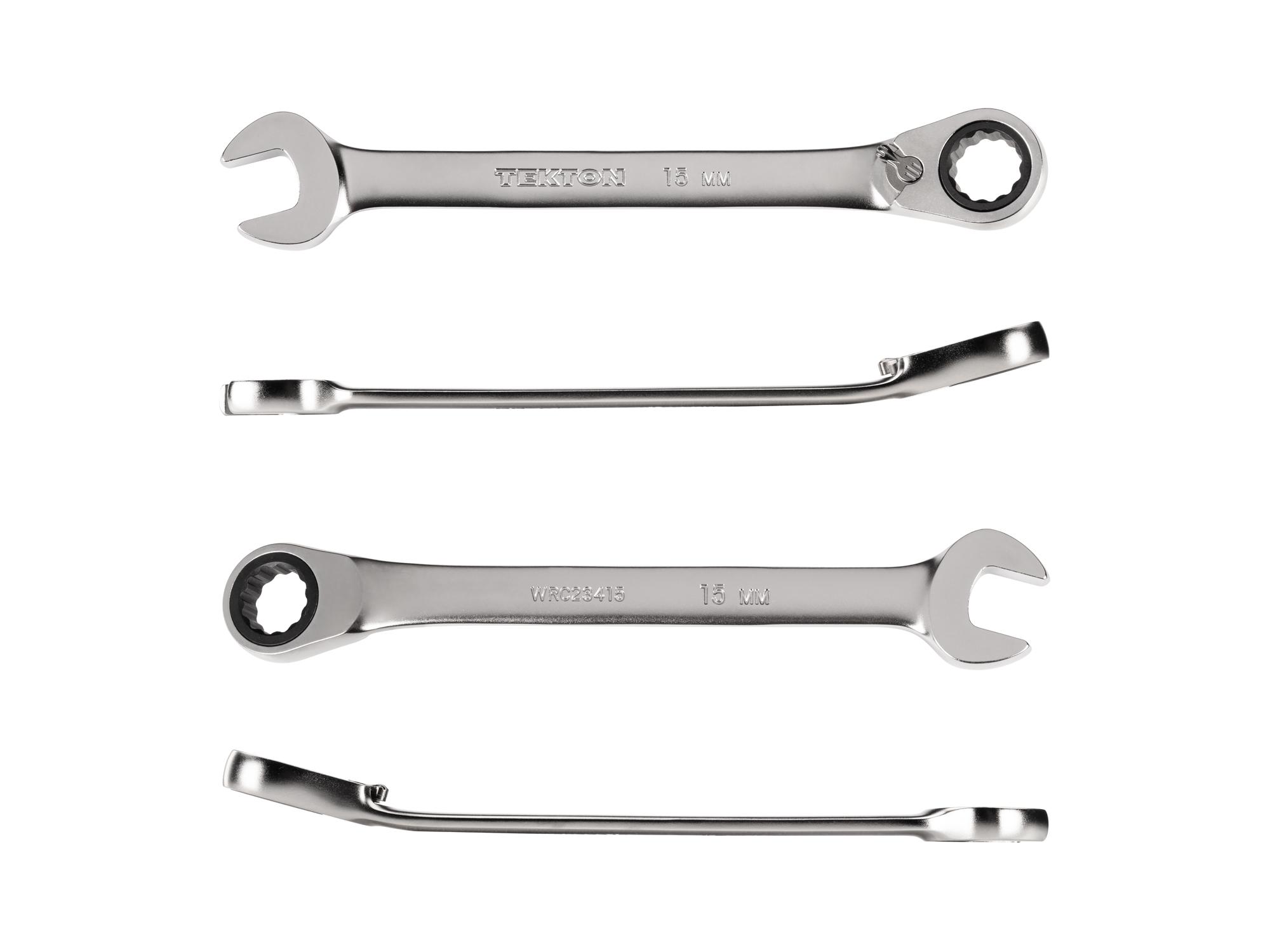 Side view of Tekton ratcheting combination wrench. Item #WRC23415