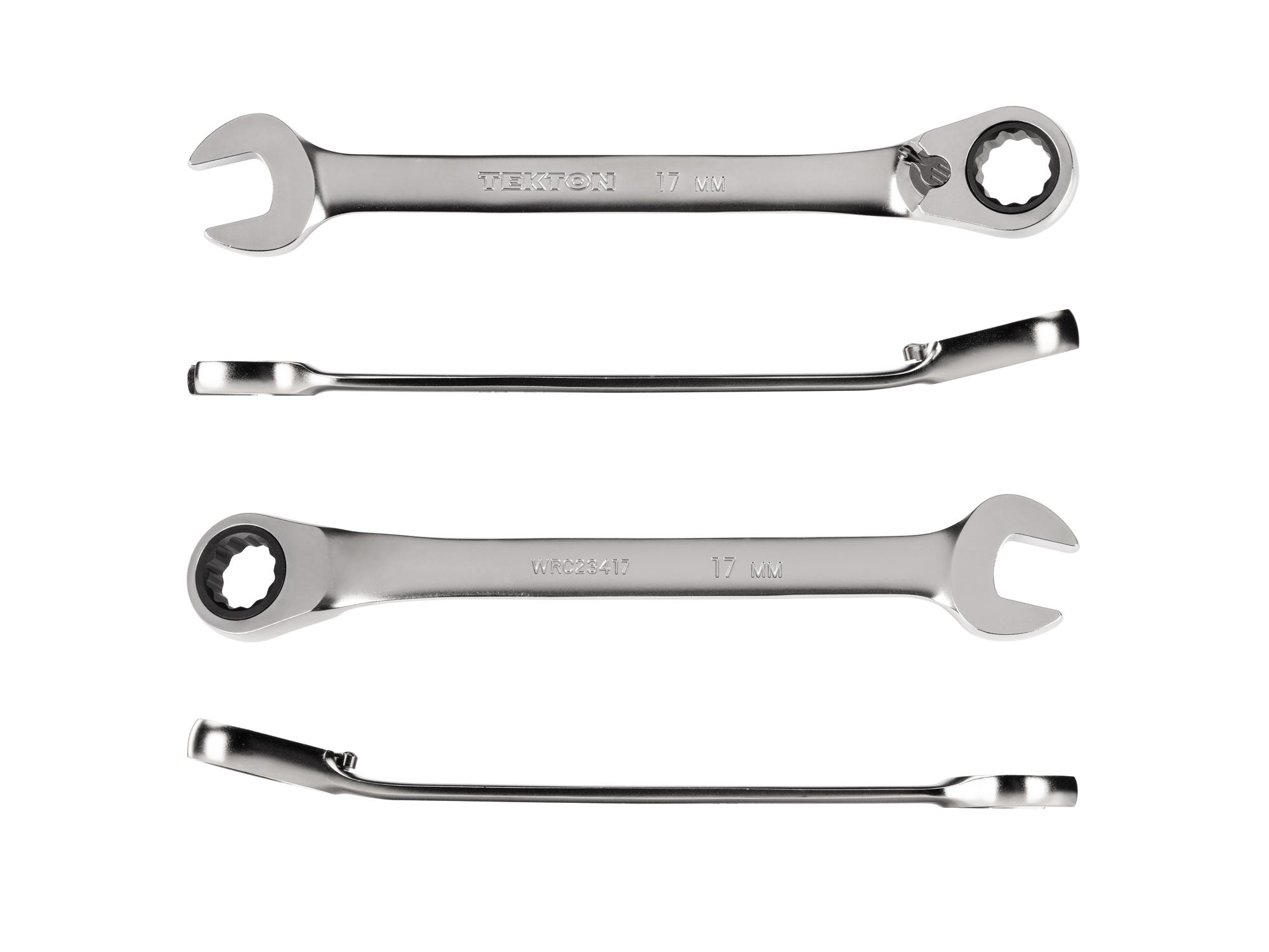 Side view of Tekton ratcheting combination wrench. Item #WRC23417