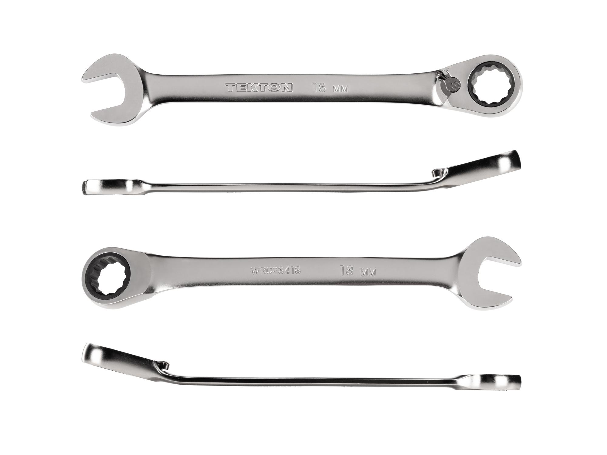 Side view of Tekton ratcheting combination wrench. Item #WRC23418