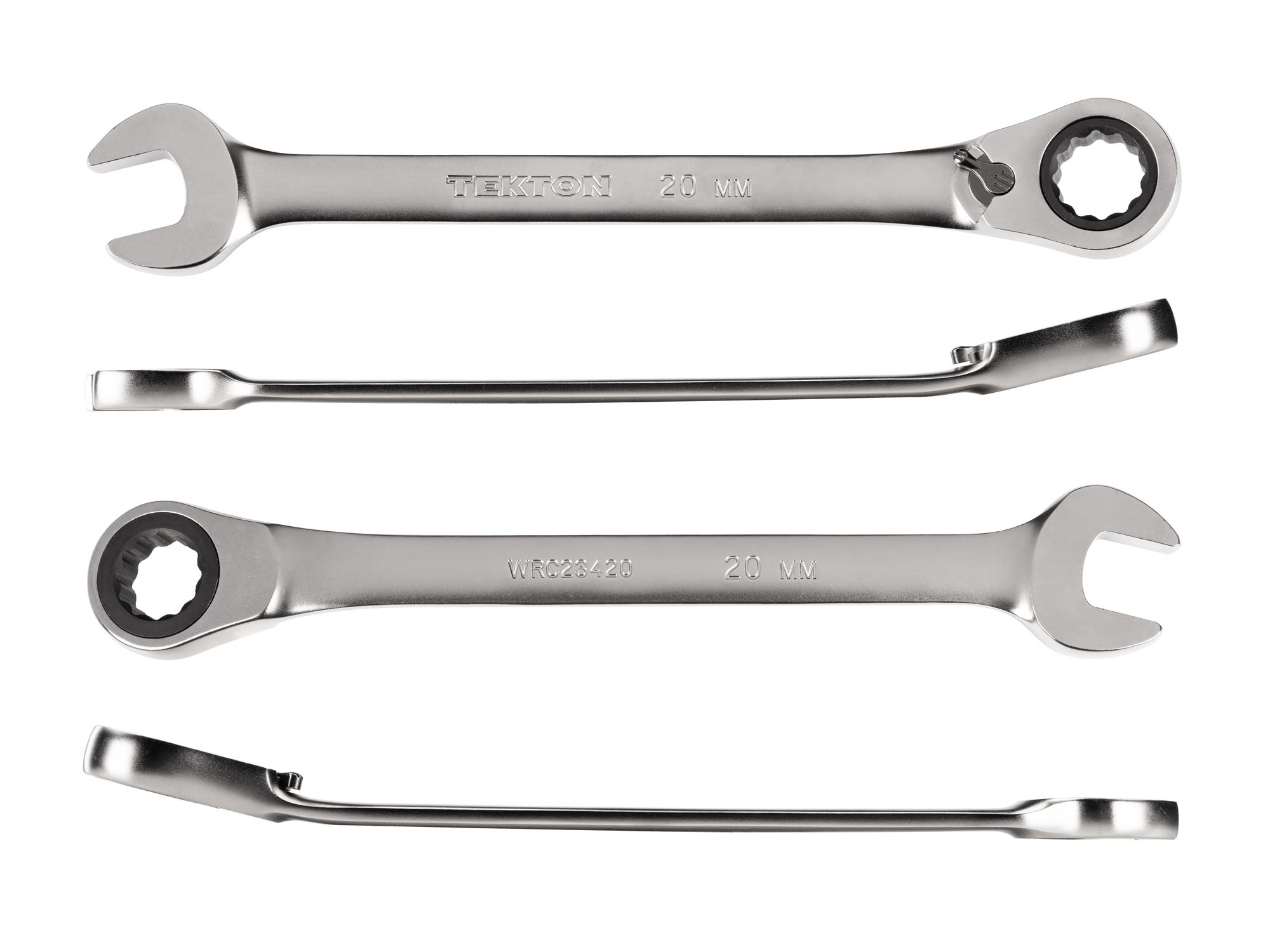 Side view of Tekton ratcheting combination wrench. Item #WRC23420