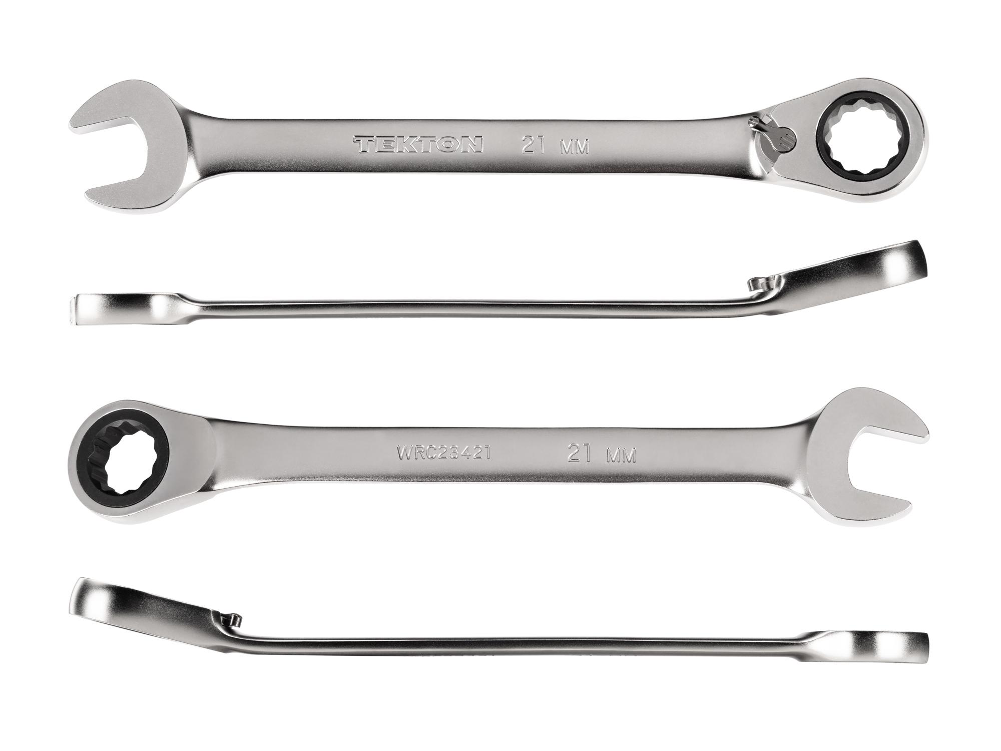 Side view of Tekton ratcheting combination wrench. Item #WRC23421