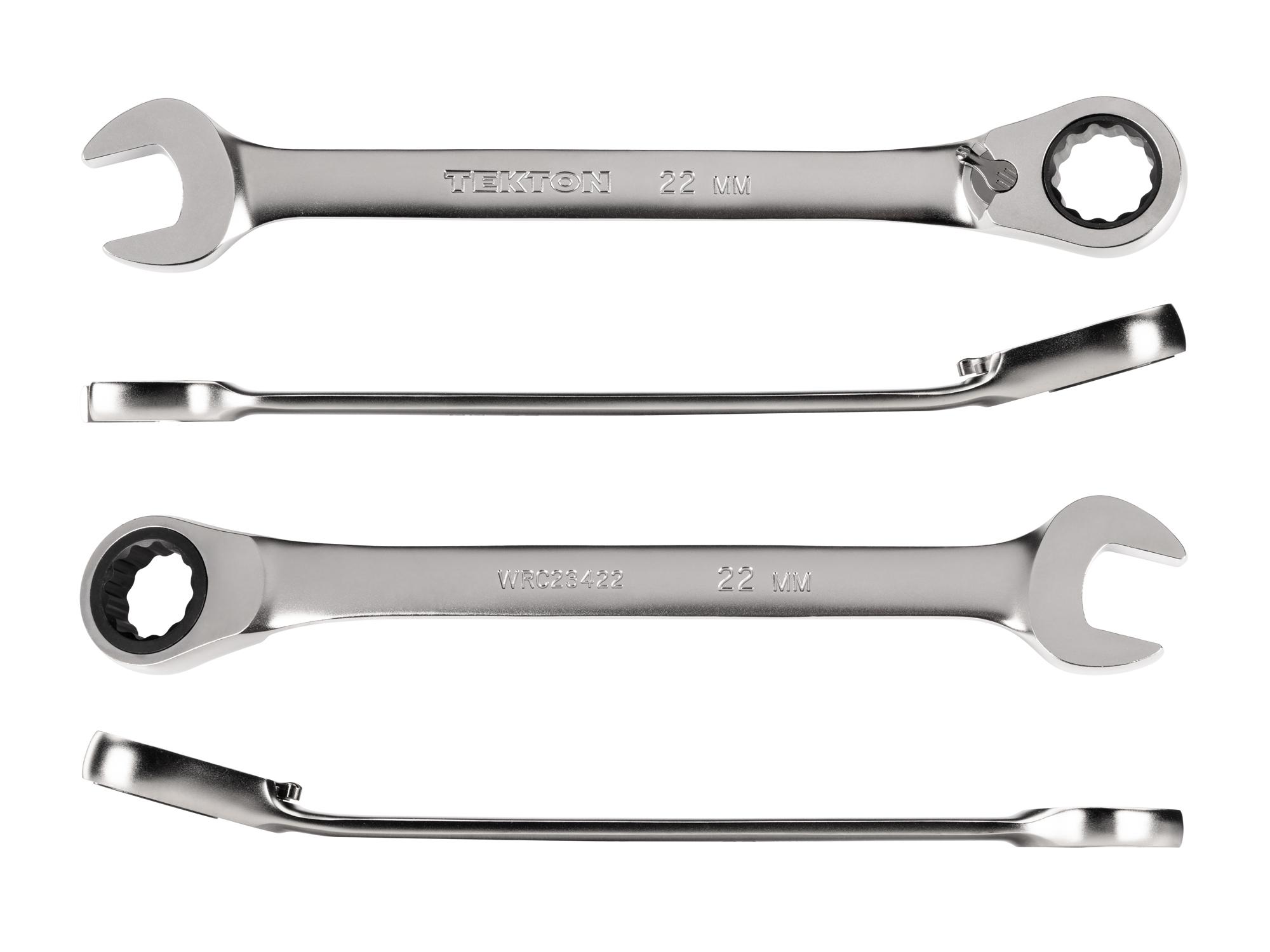 Side view of Tekton ratcheting combination wrench. Item #WRC23422