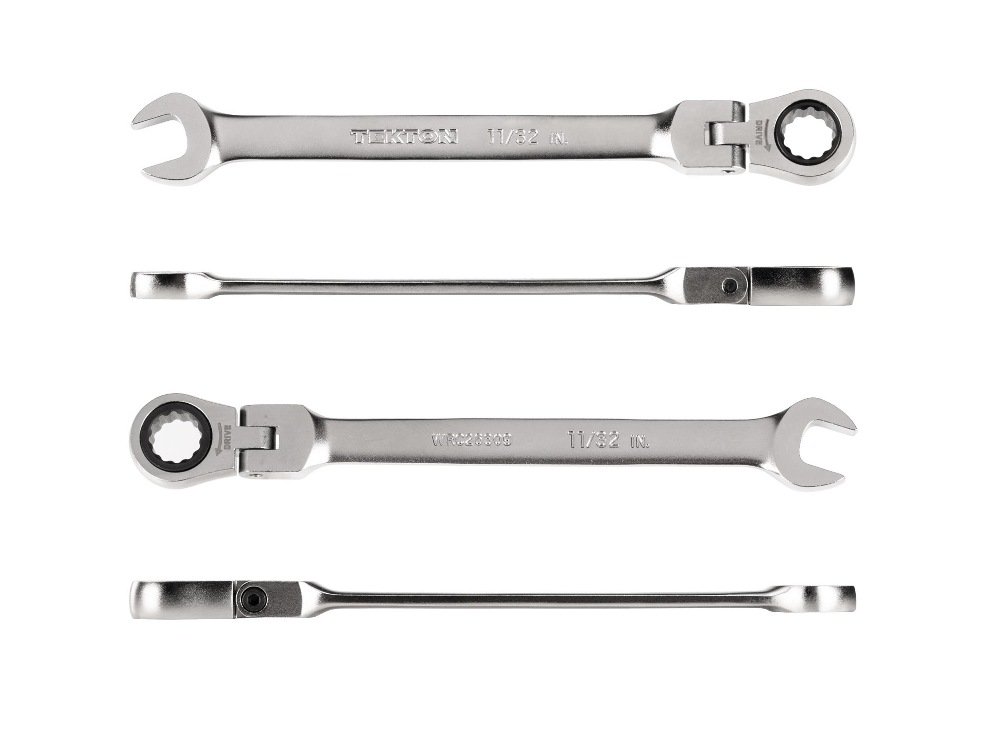 Side view of Tekton ratcheting combination wrench. Item #WRC26309
