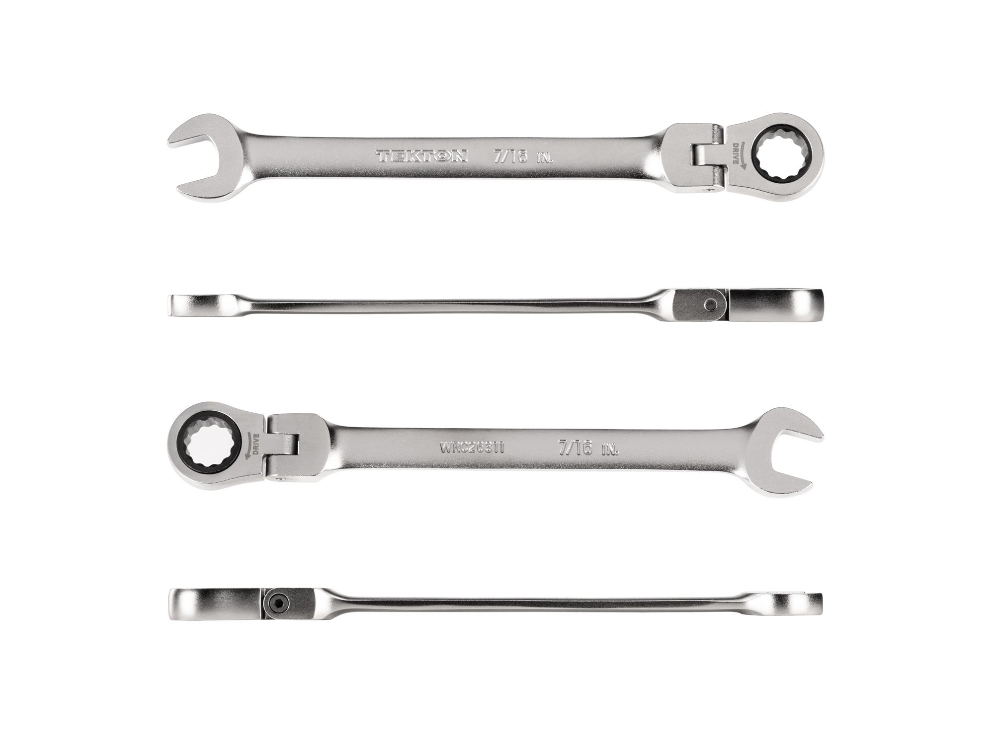 Side view of Tekton ratcheting combination wrench. Item #WRC26311