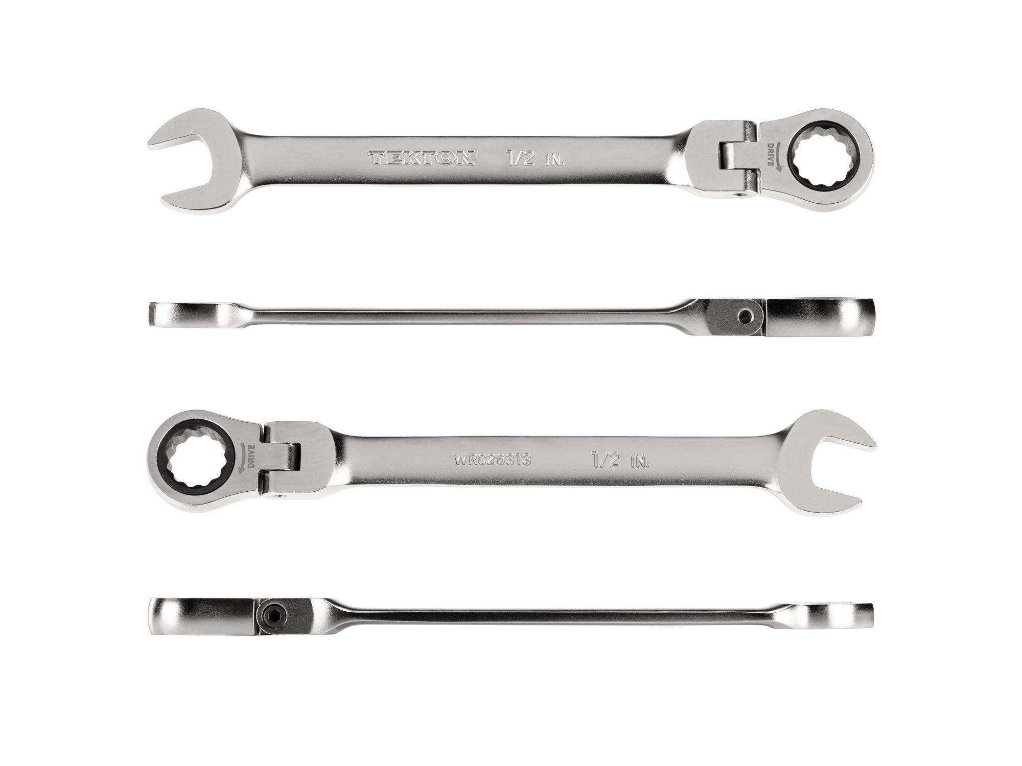 Side view of Tekton ratcheting combination wrench. Item #WRC26313