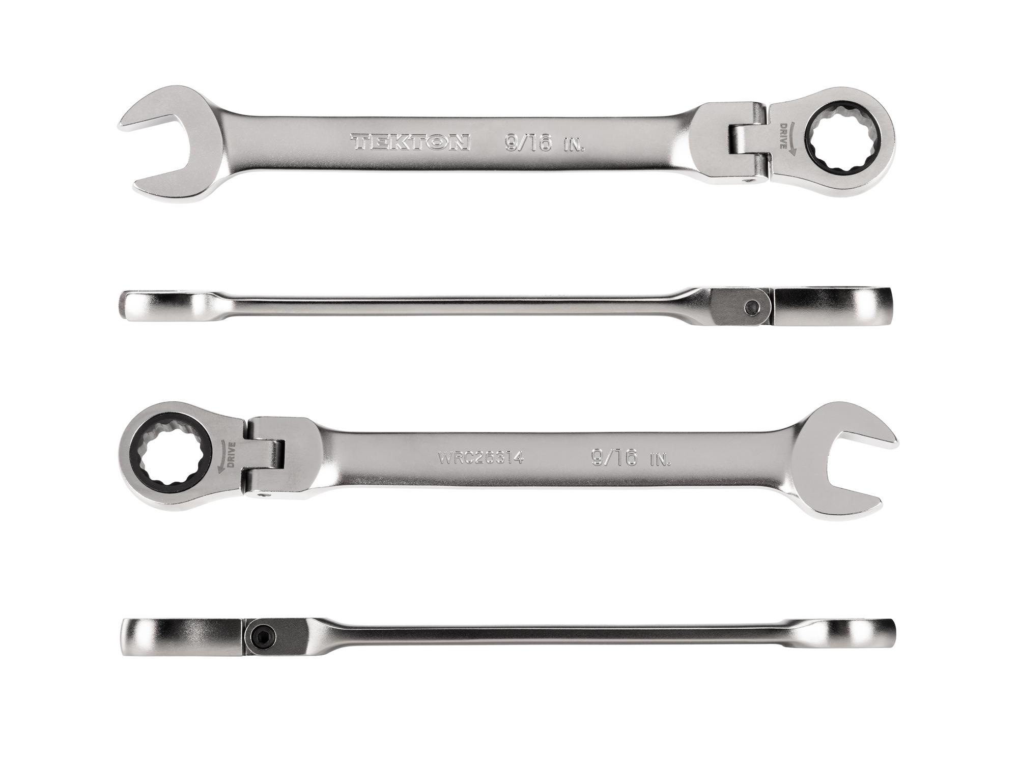Side view of Tekton ratcheting combination wrench. Item #WRC26314