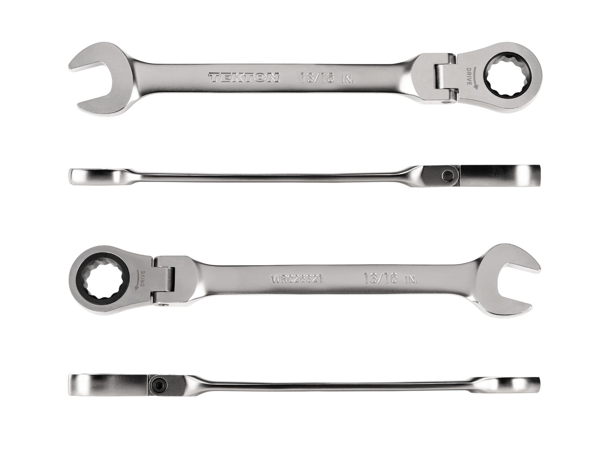 Side view of Tekton ratcheting combination wrench. Item #WRC26321