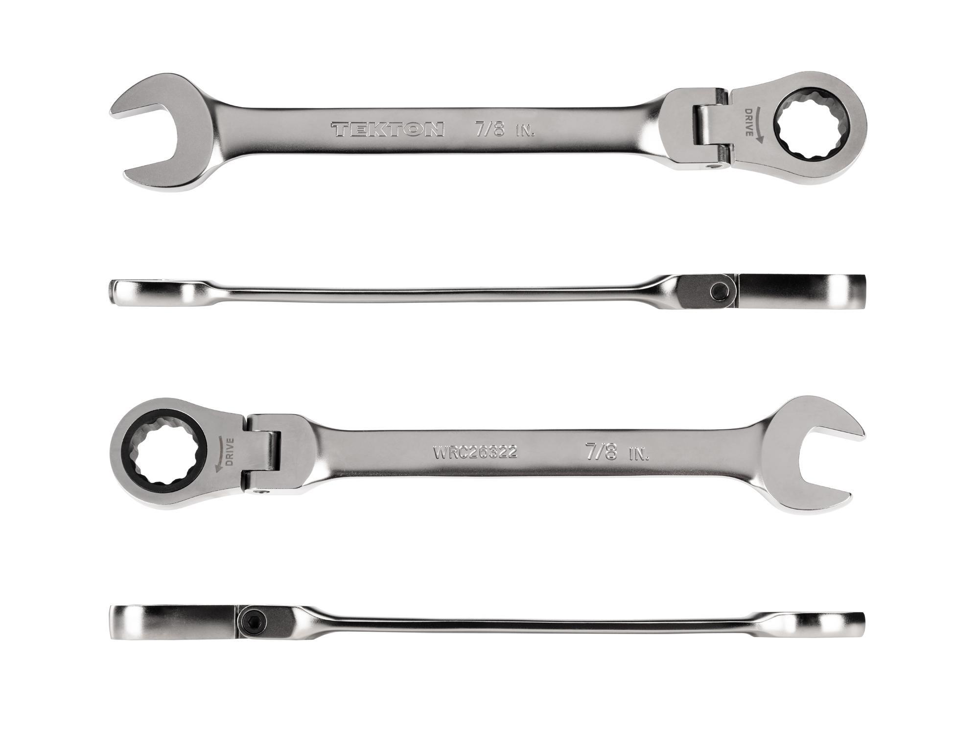 Side view of Tekton ratcheting combination wrench. Item #WRC26322