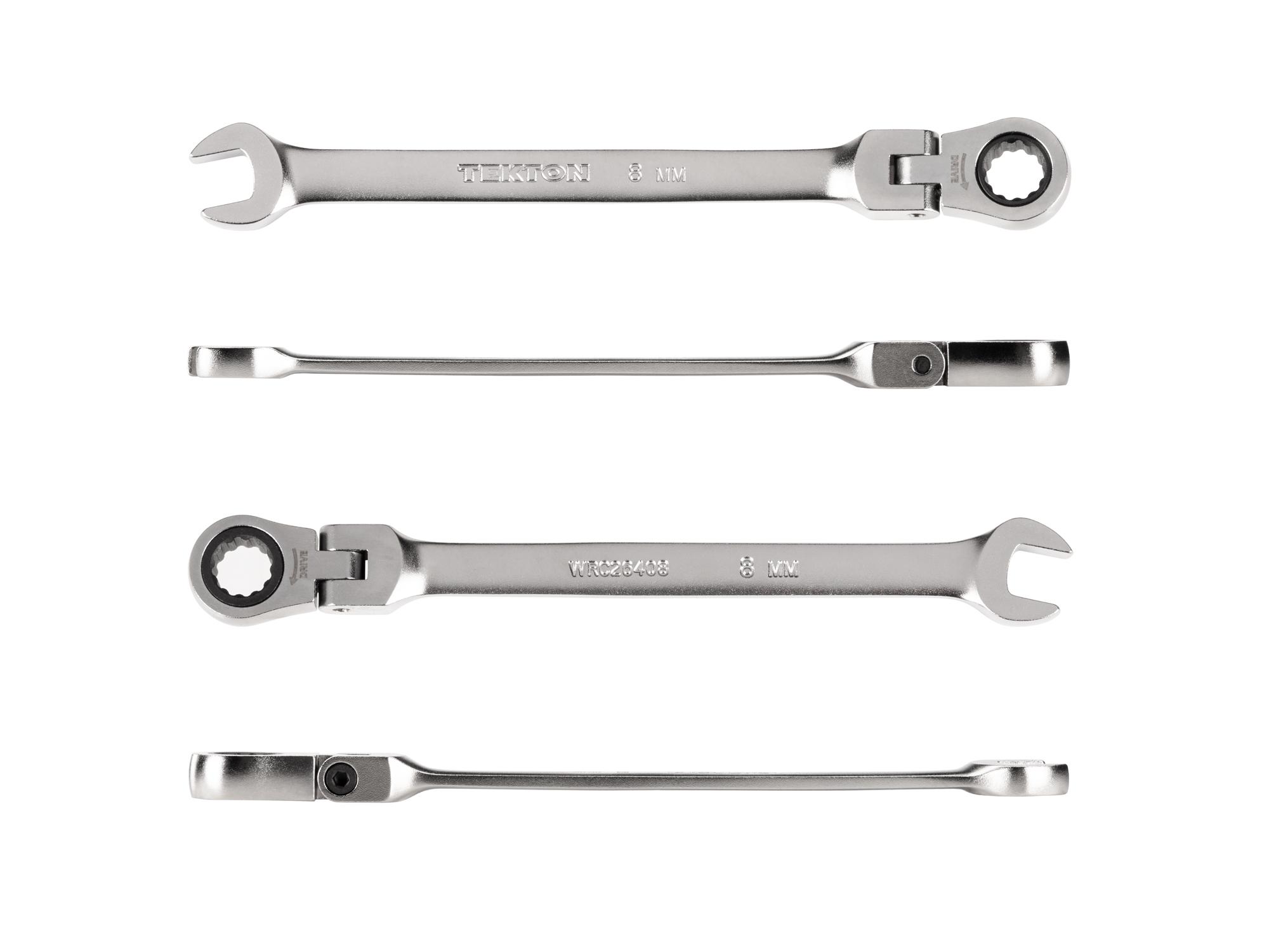Side view of Tekton ratcheting combination wrench. Item #WRC26408