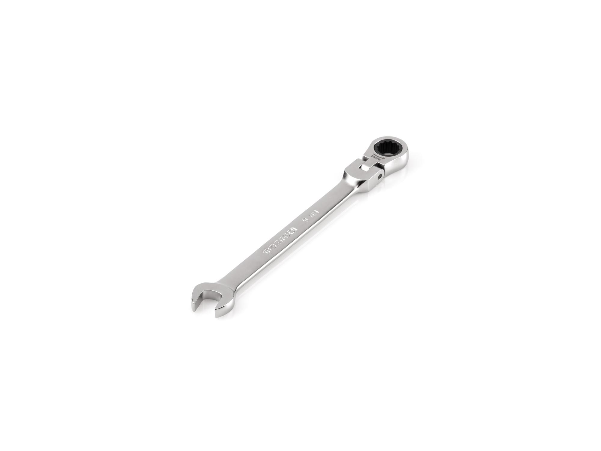 Front-right angle view of Tekton ratcheting combination wrench. Item #WRC26409