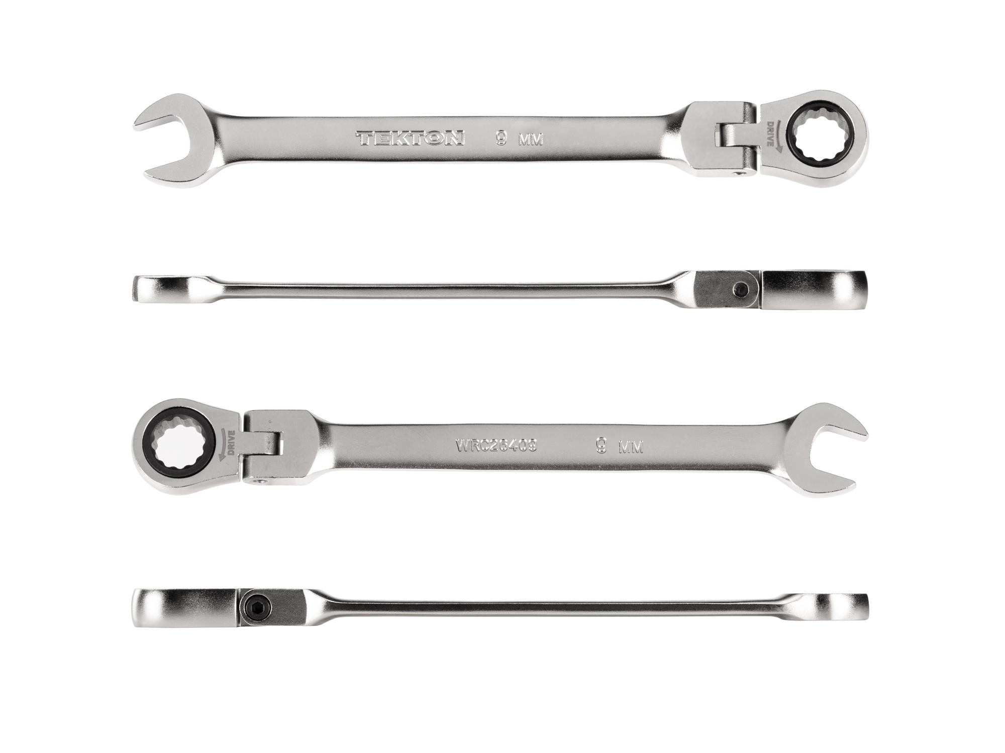Side view of Tekton ratcheting combination wrench. Item #WRC26409