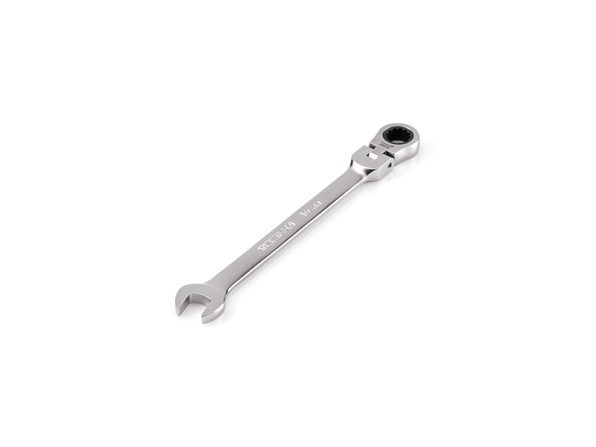 Front-right angle view of Tekton ratcheting combination wrench. Item #WRC26410