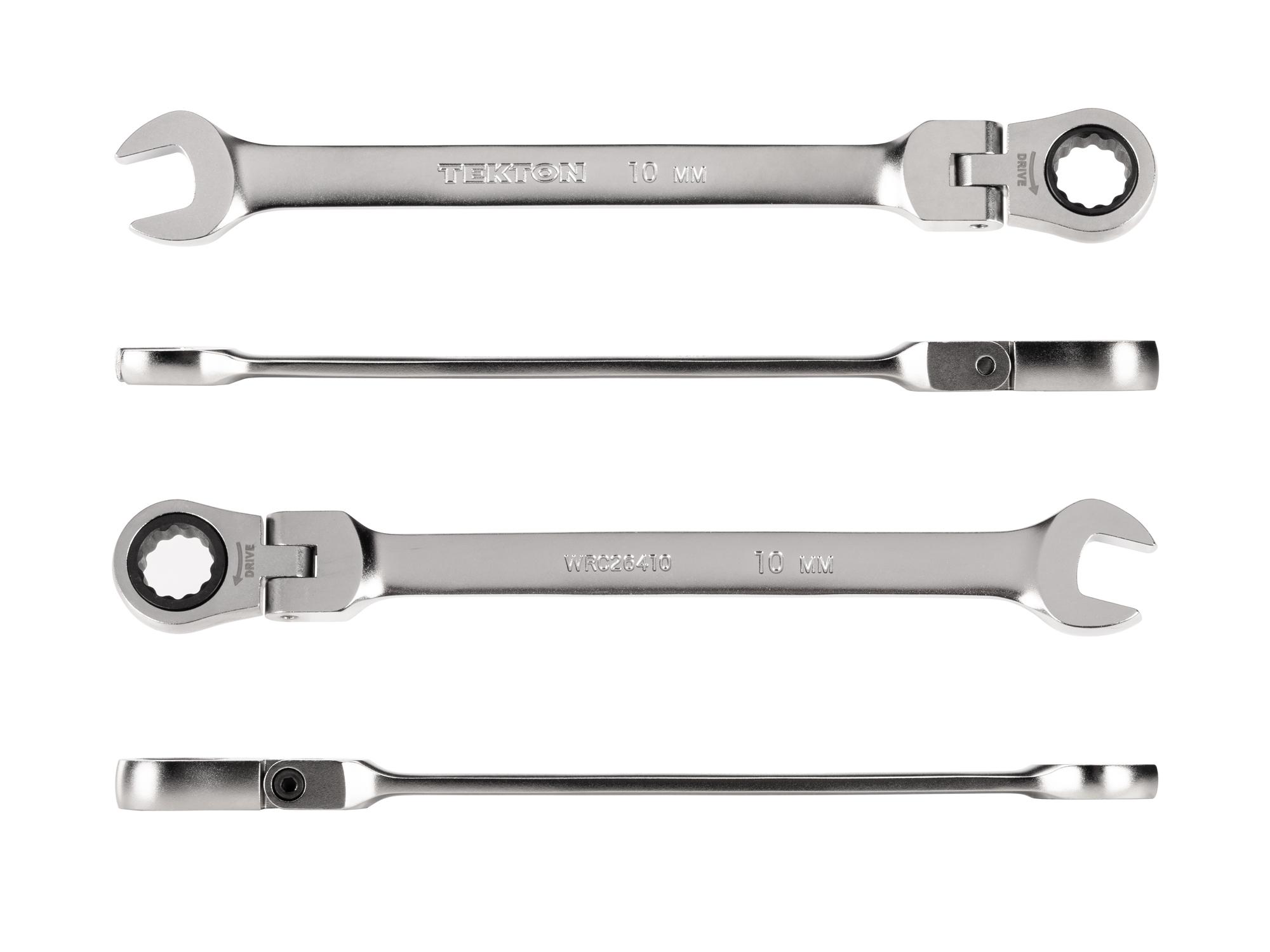 Side view of Tekton ratcheting combination wrench. Item #WRC26410