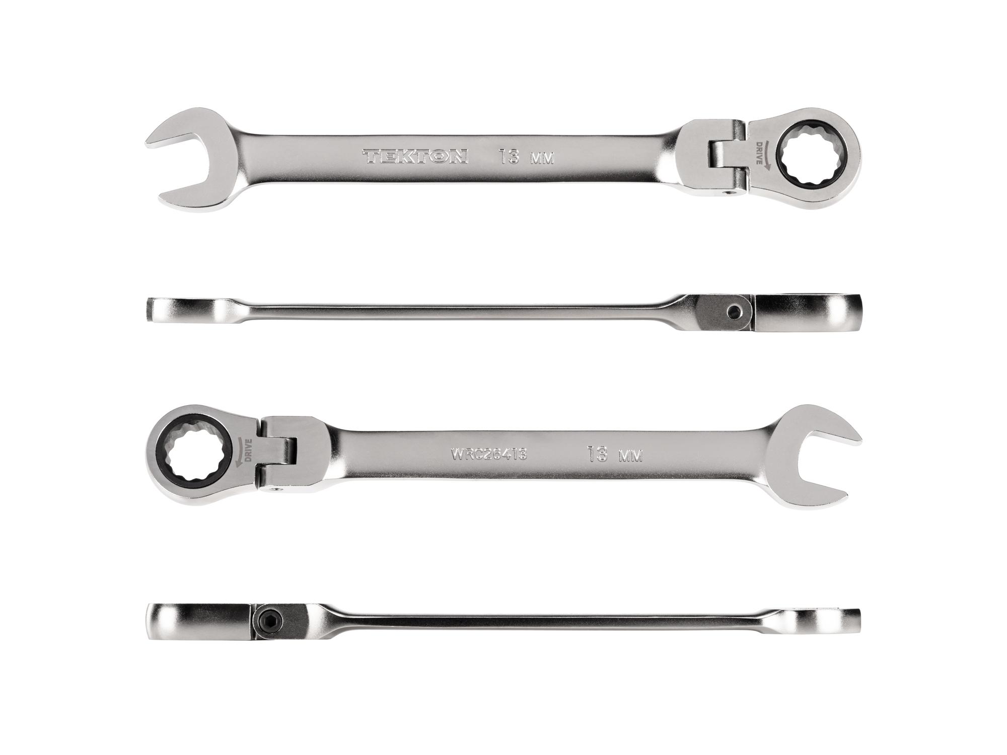 Side view of Tekton ratcheting combination wrench. Item #WRC26413