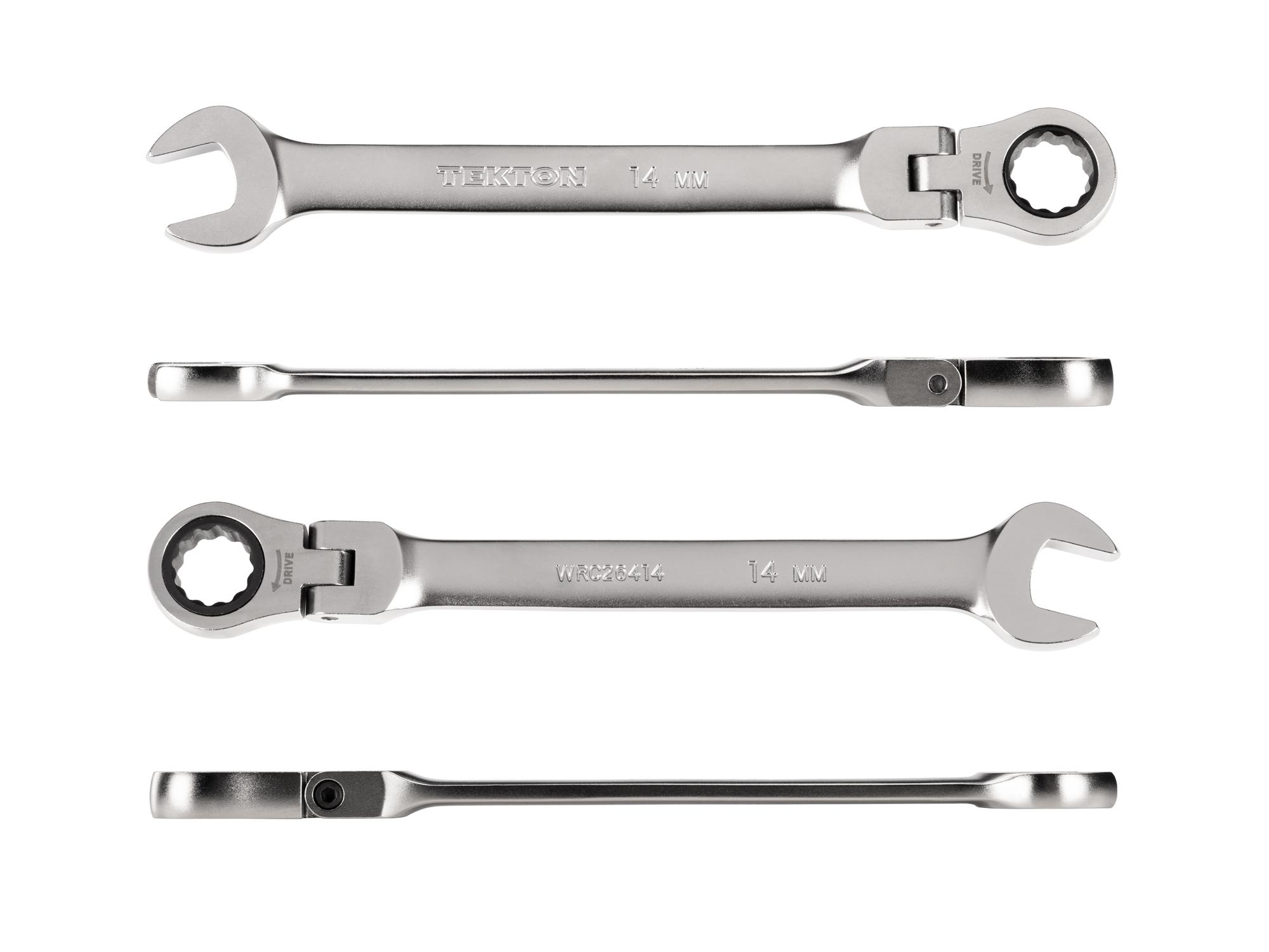 Side view of Tekton ratcheting combination wrench. Item #WRC26414
