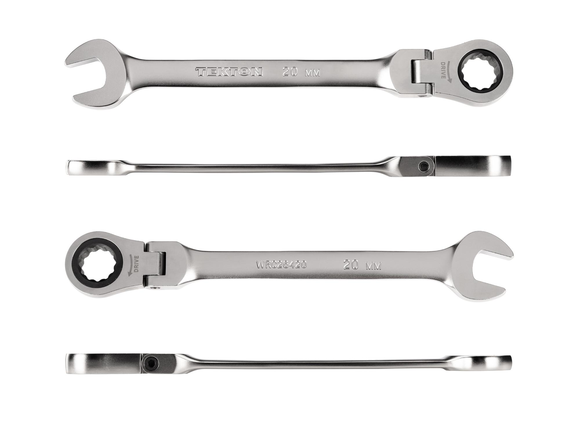 Side view of Tekton ratcheting combination wrench. Item #WRC26420