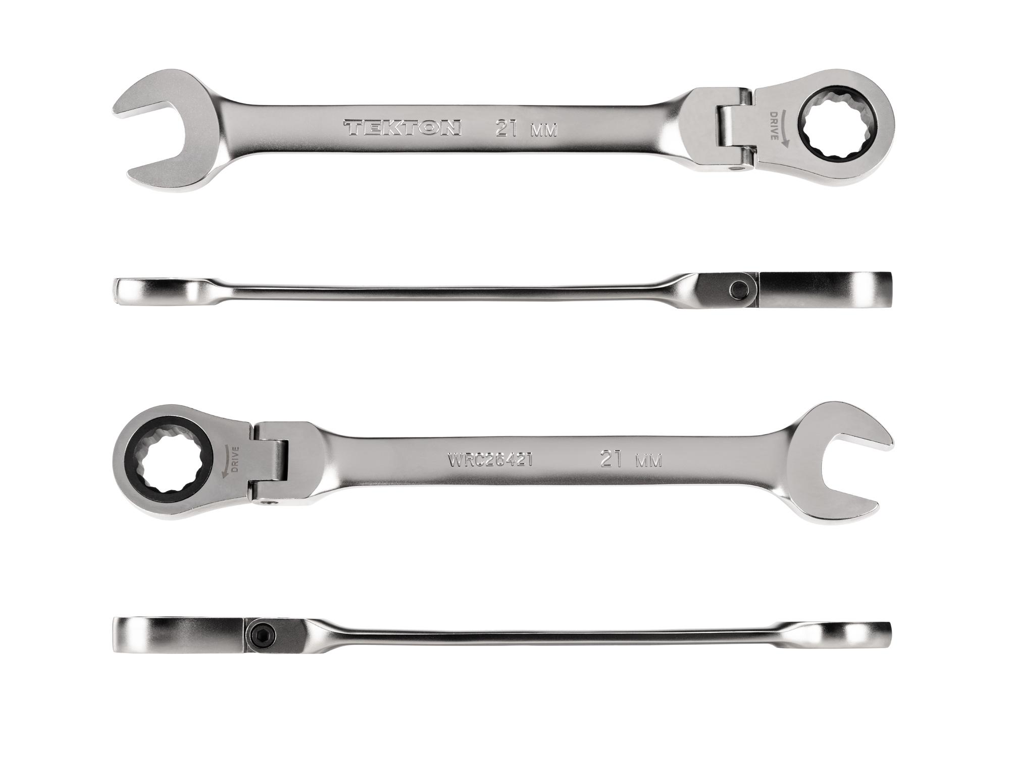 Side view of Tekton ratcheting combination wrench. Item #WRC26421