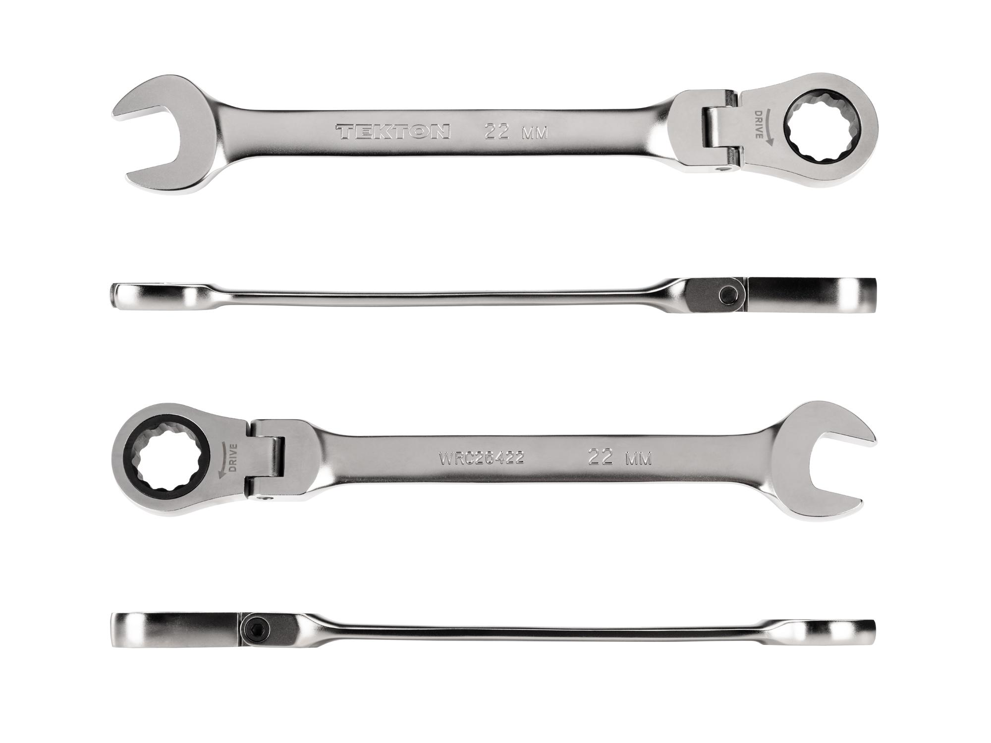 Side view of Tekton ratcheting combination wrench. Item #WRC26422