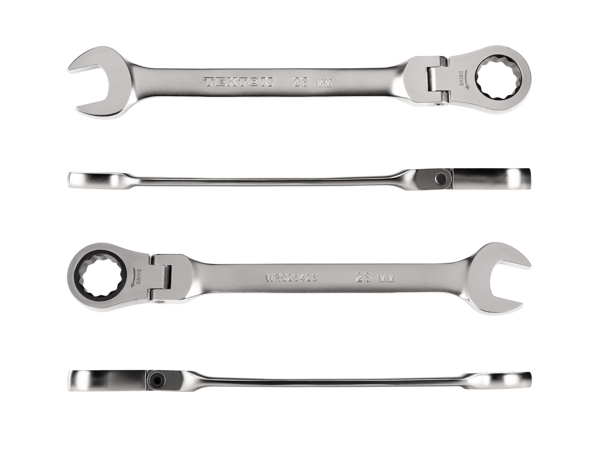 Side view of Tekton ratcheting combination wrench. Item #WRC26423