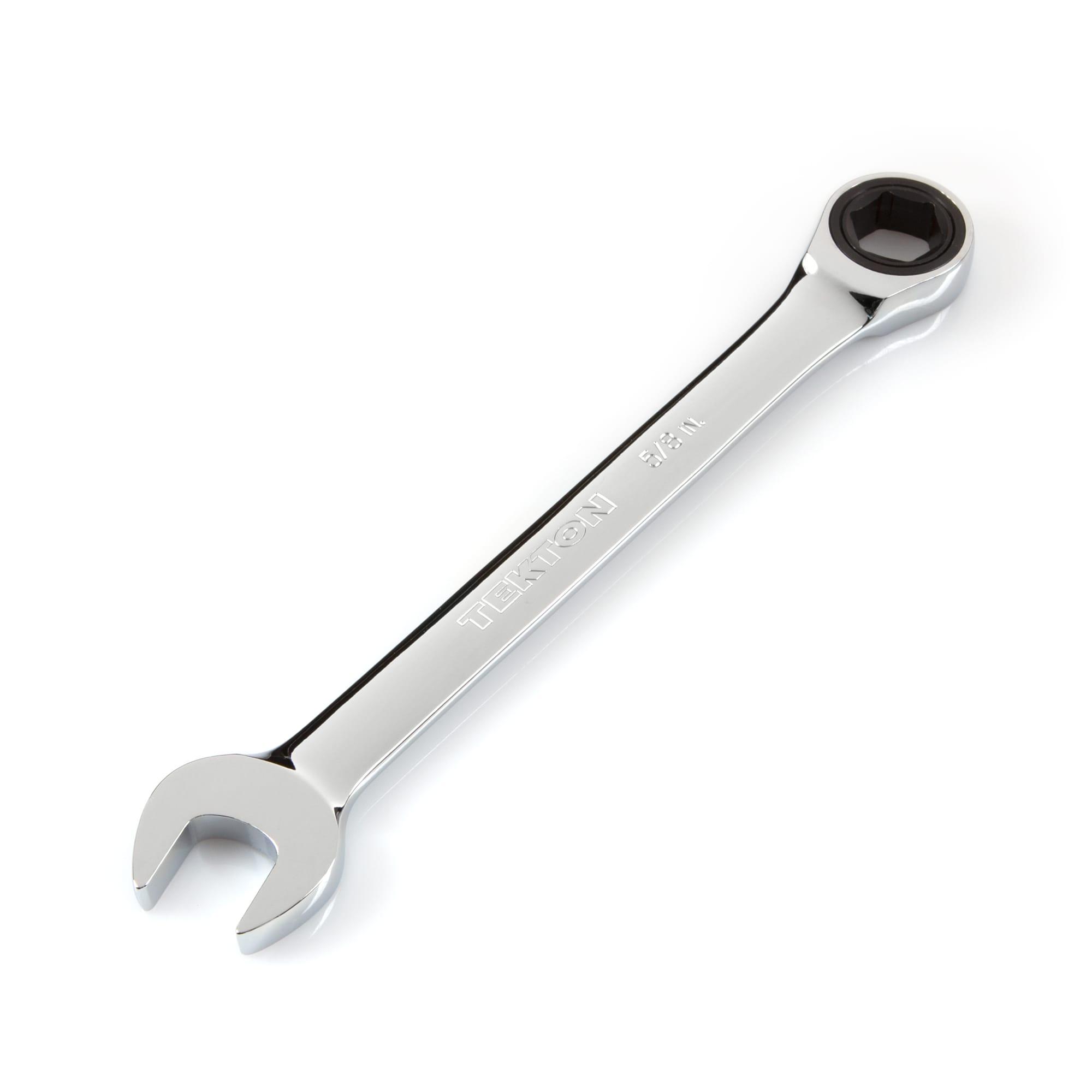 Front-right angle view of Tekton ratcheting combination wrench. Item #WRN53012
