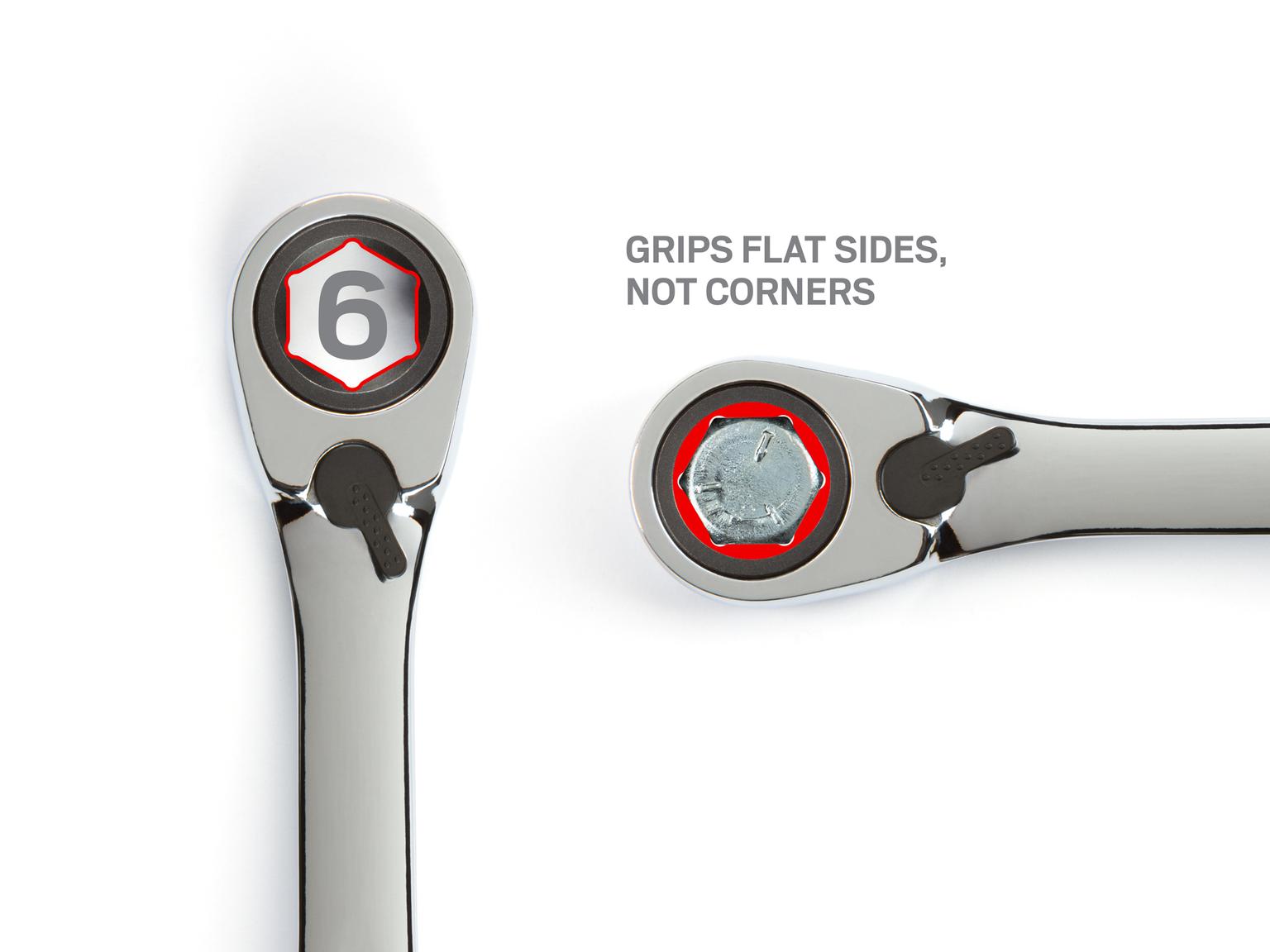 Side view of Tekton ratcheting combination wrench. Item #WRN56016