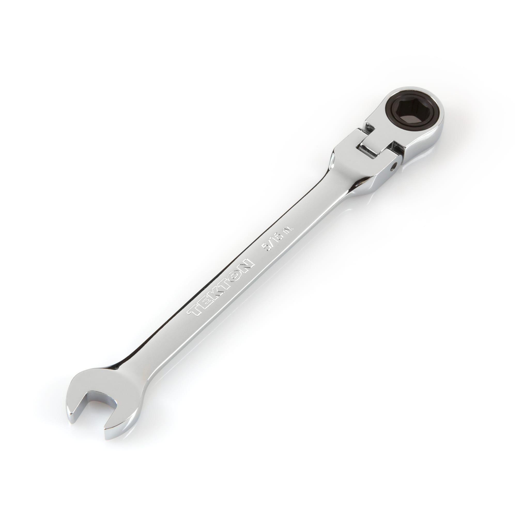 Front-right angle view of Tekton ratcheting combination wrench. Item #WRN57006