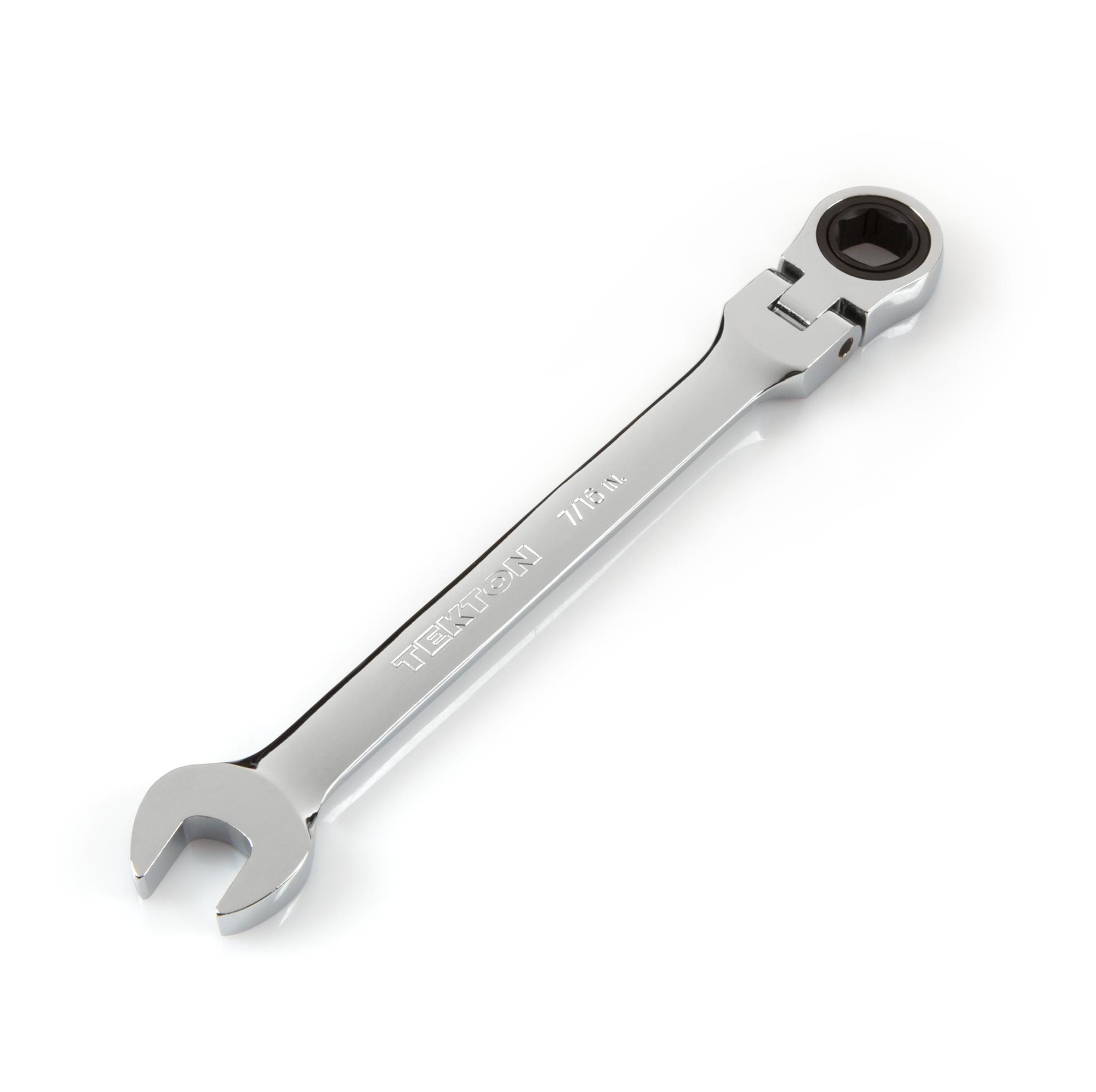 Front-right angle view of Tekton ratcheting combination wrench. Item #WRN57009