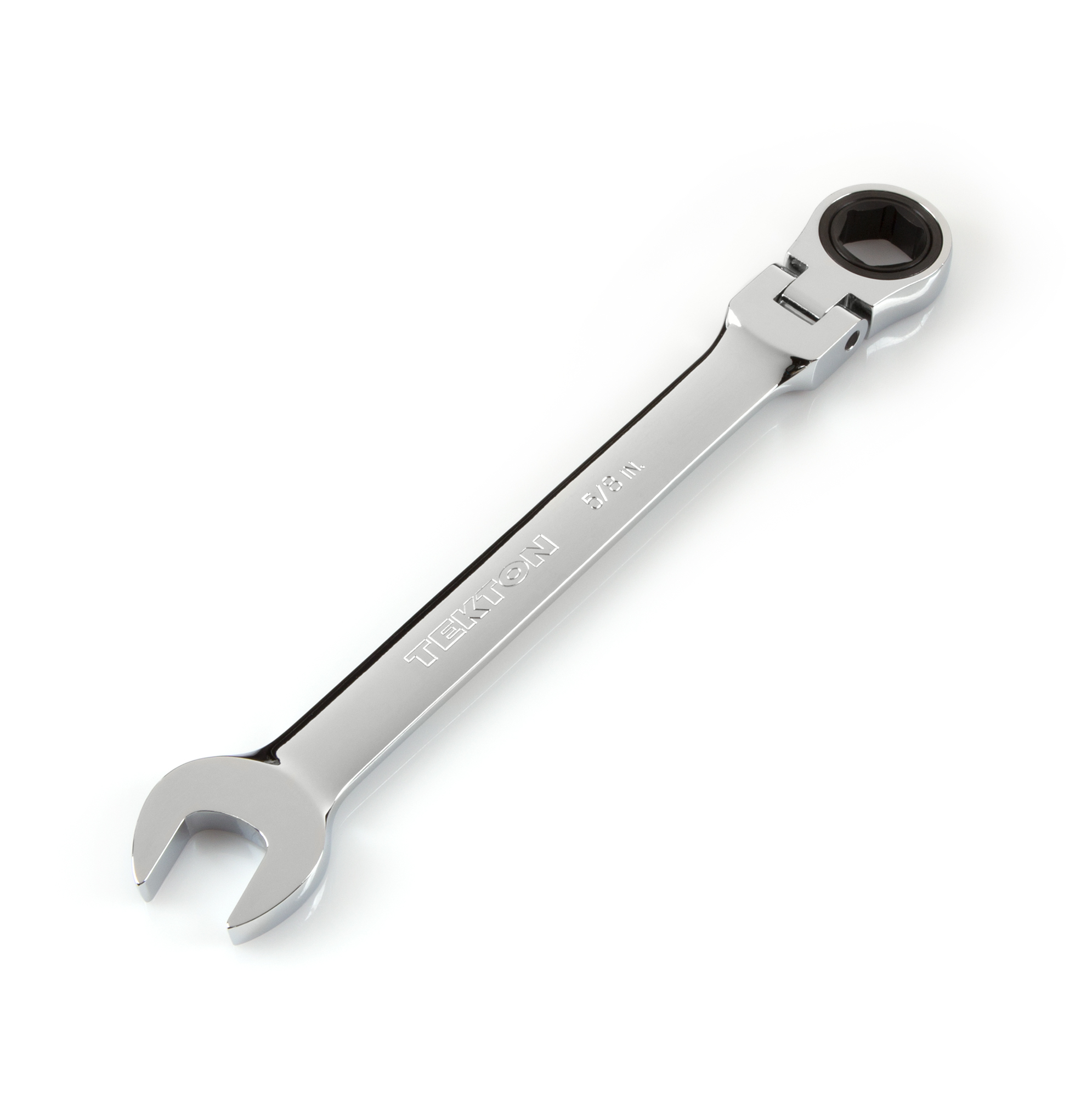 Front-right angle view of Tekton 5/8 inch ratcheting combination wrench set. Item #WRN57012