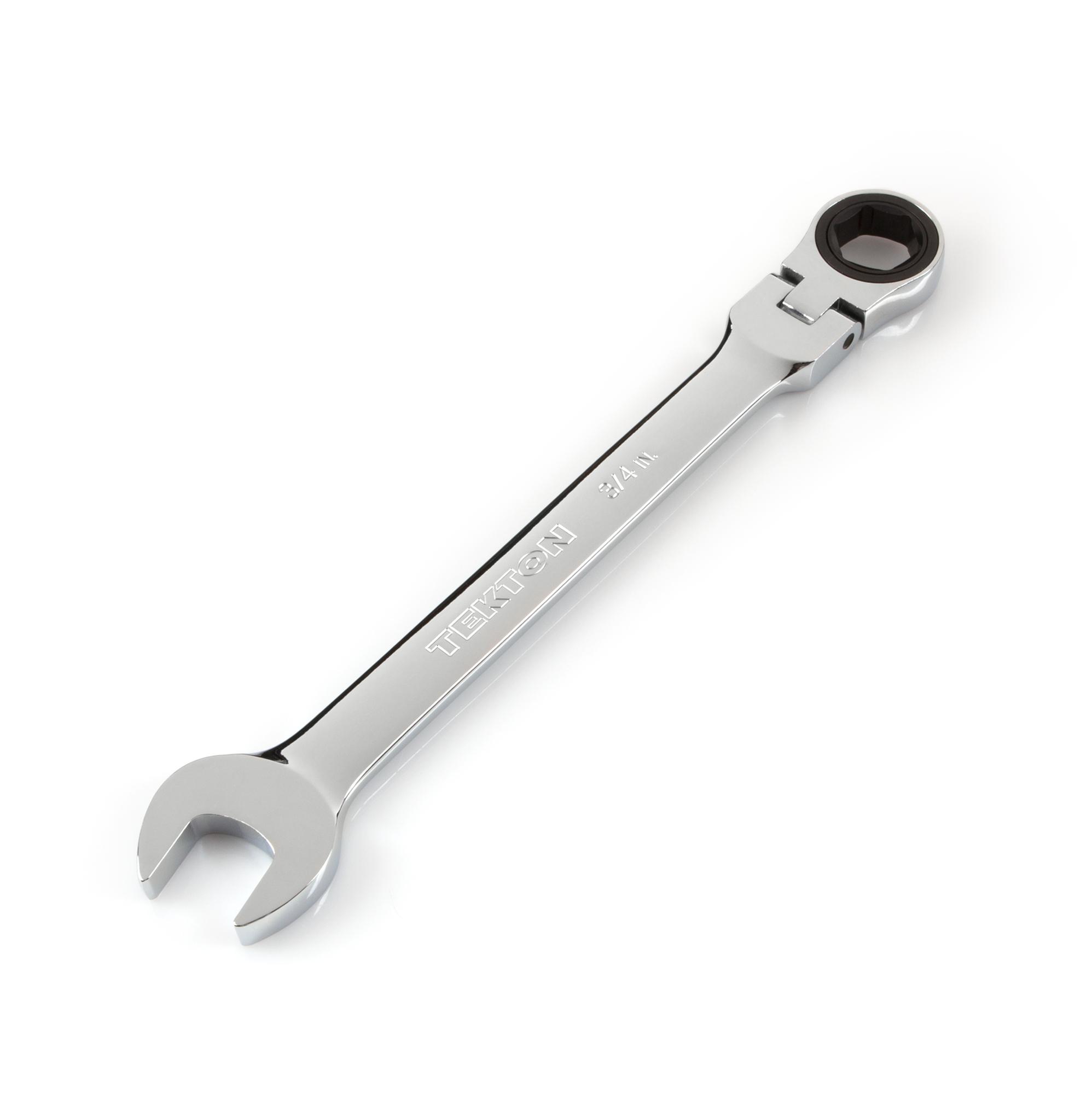 Front-right angle view of Tekton ratcheting combination wrench. Item #WRN57014