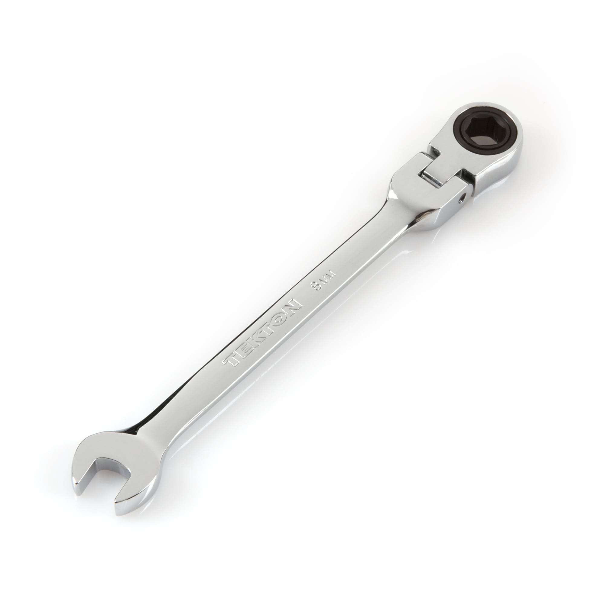 8 mm Flex Ratcheting Combination Wrench. 6-point box end and 72-tooth ratchet. WRN57108.