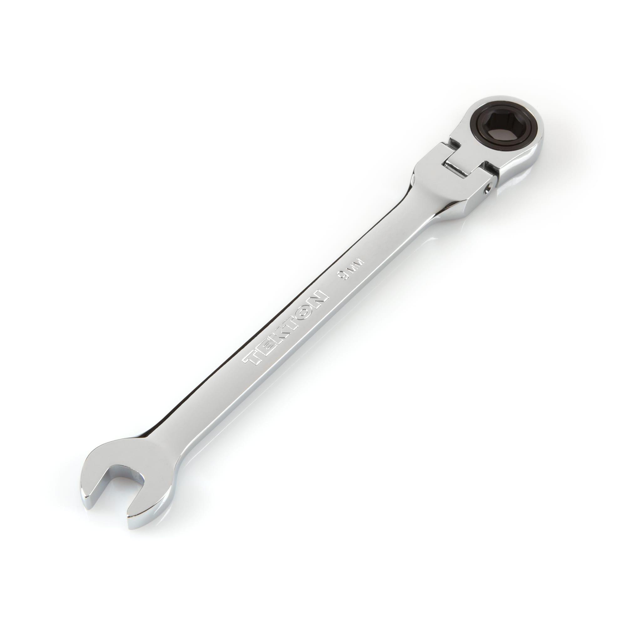 Front-right angle view of Tekton ratcheting combination wrench. Item #WRN57109
