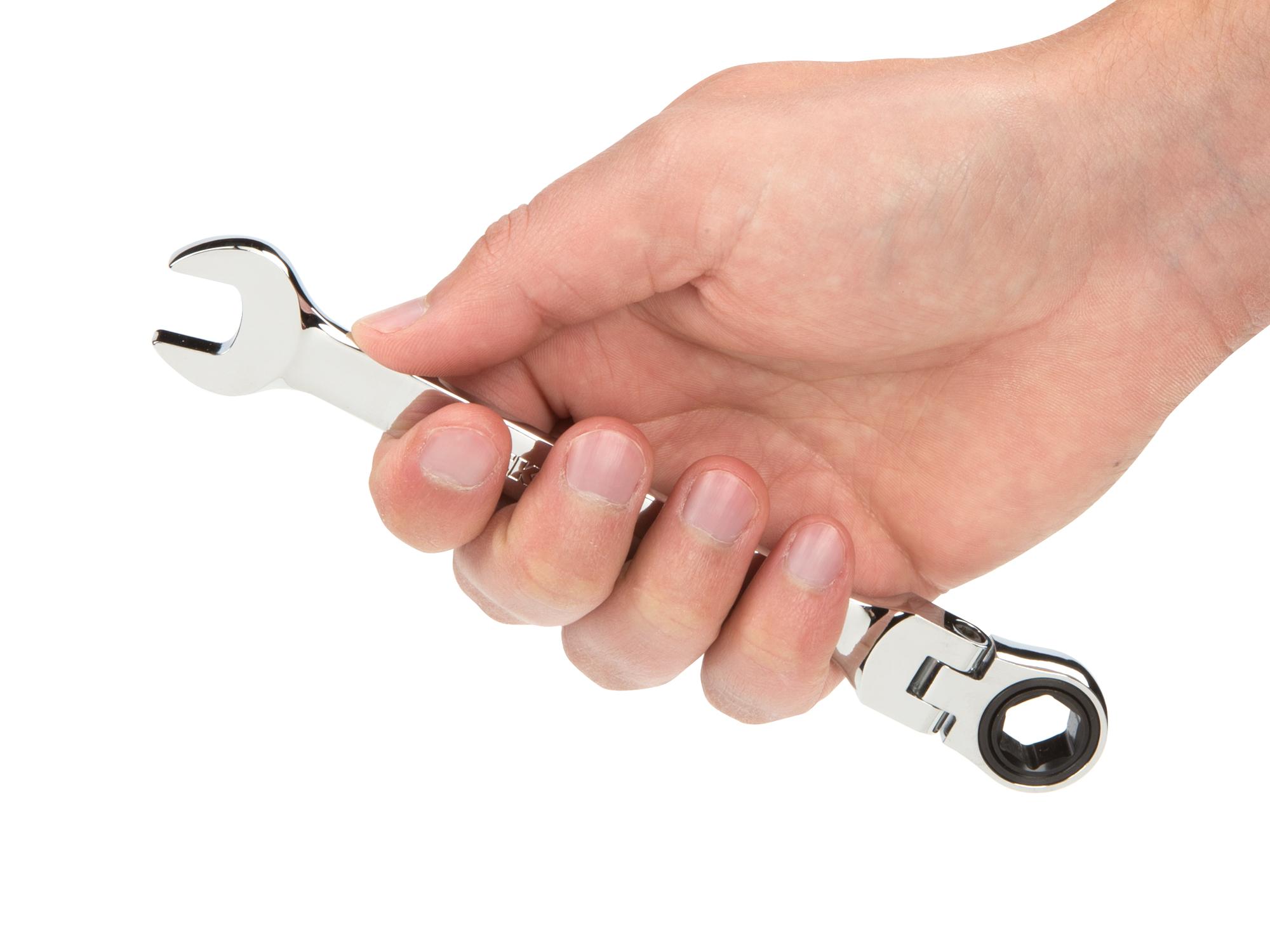 Front view of Tekton ratcheting combination wrench. Item #WRN57112