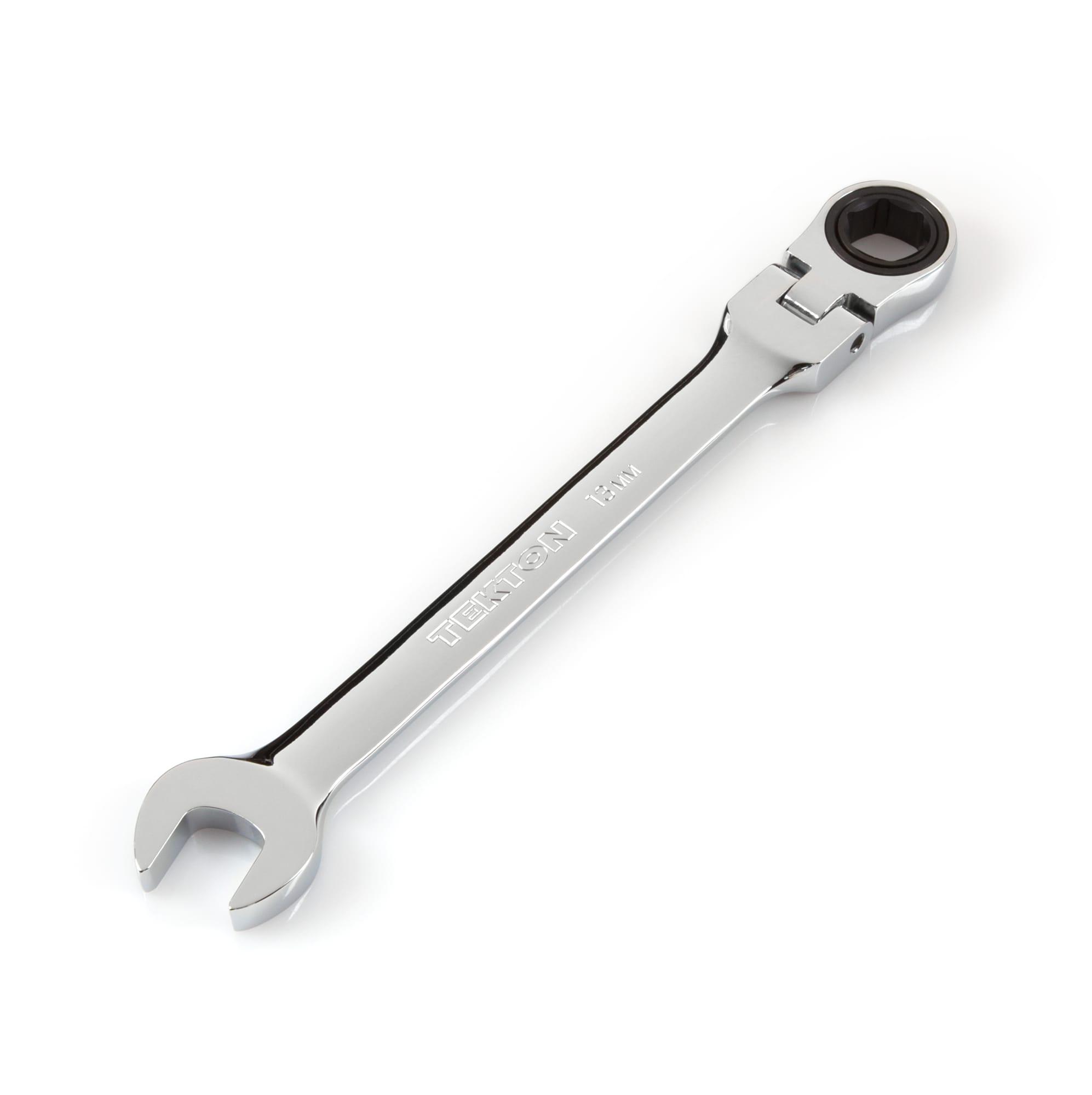 Front-right angle view of Tekton ratcheting combination wrench. Item #WRN57113