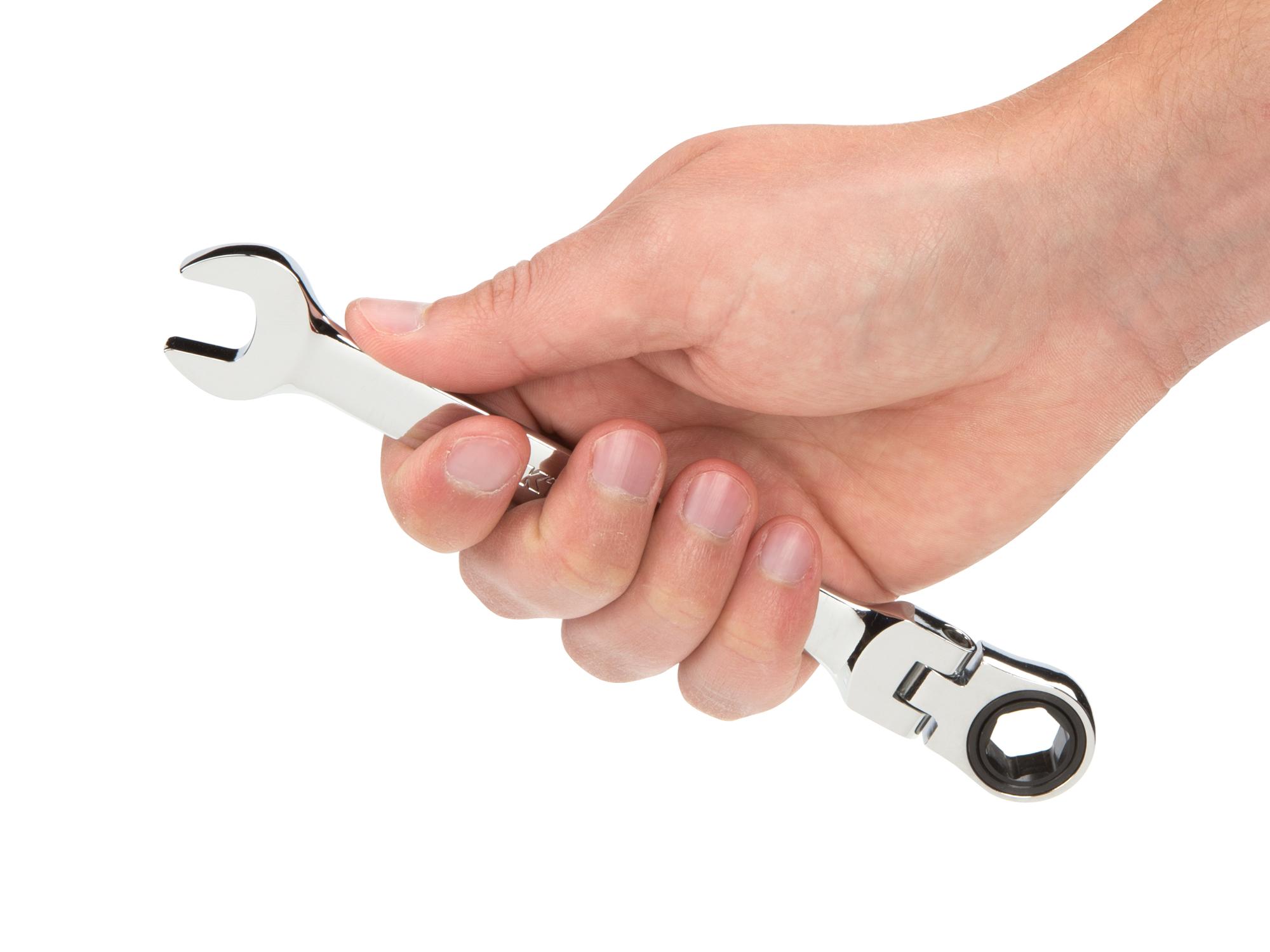 Front view of Tekton ratcheting combination wrench. Item #WRN57113