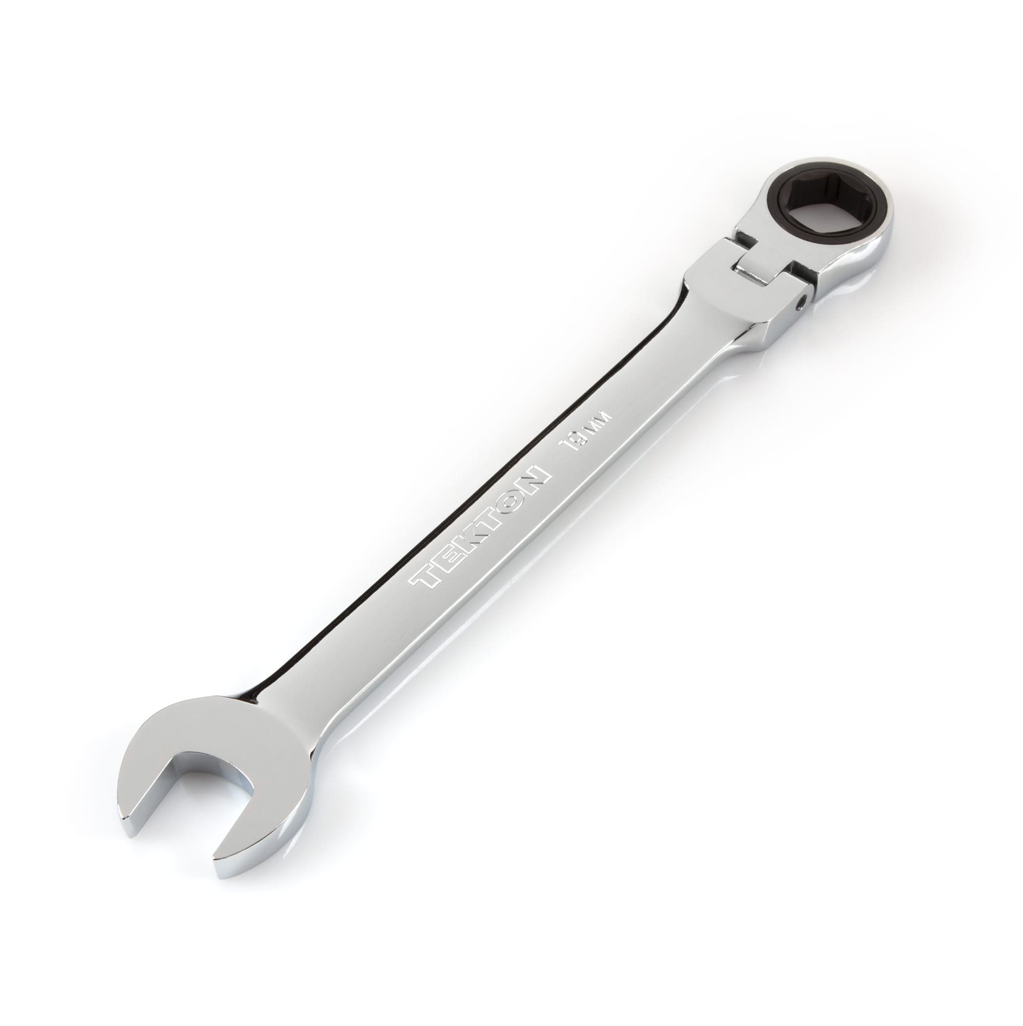 19 mm Flex Ratcheting Combination Wrench. 6-point box end and 72-tooth ratchet. WRN57119.