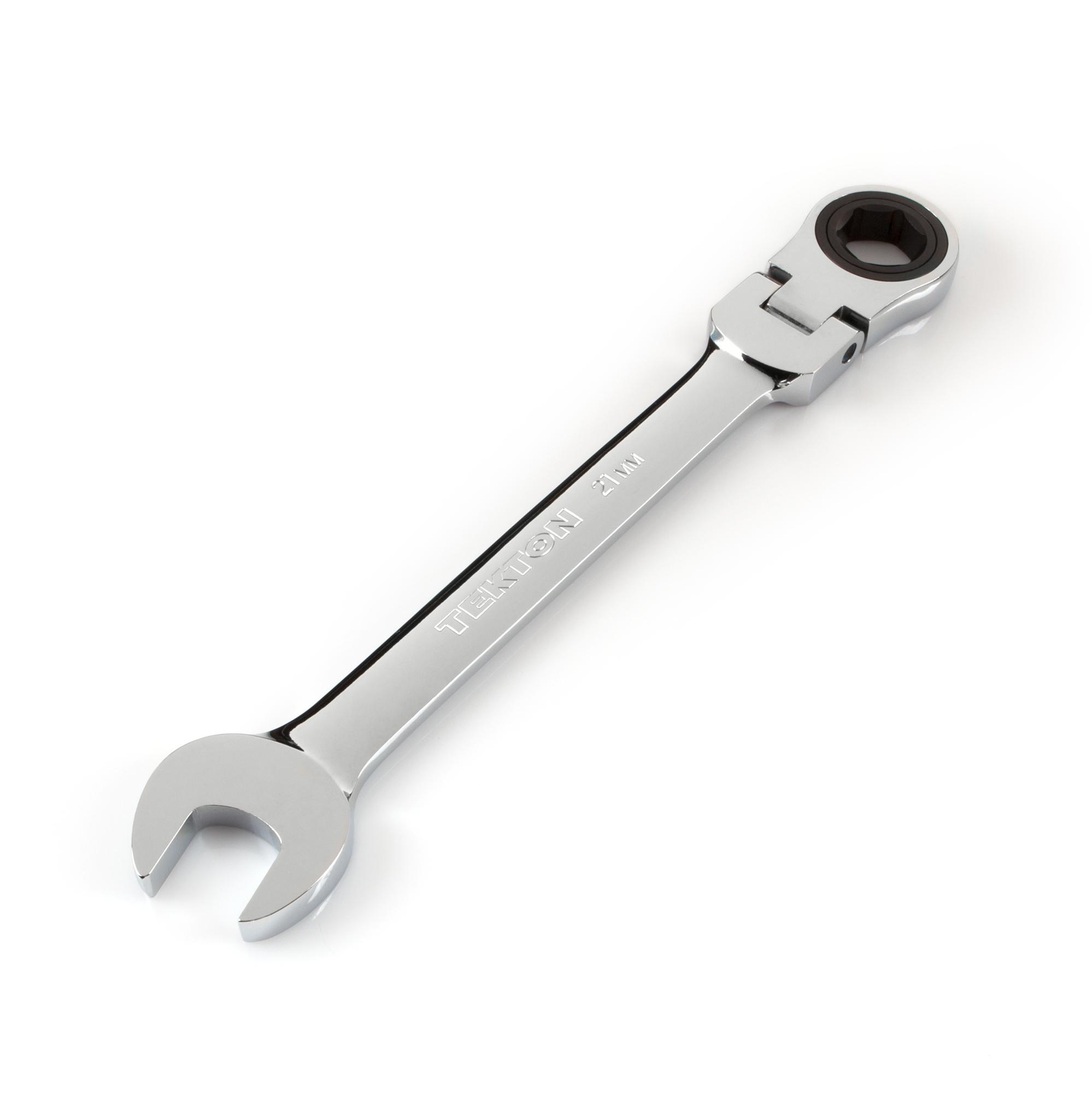 Front-right angle view of Tekton ratcheting combination wrench. Item #WRN57121