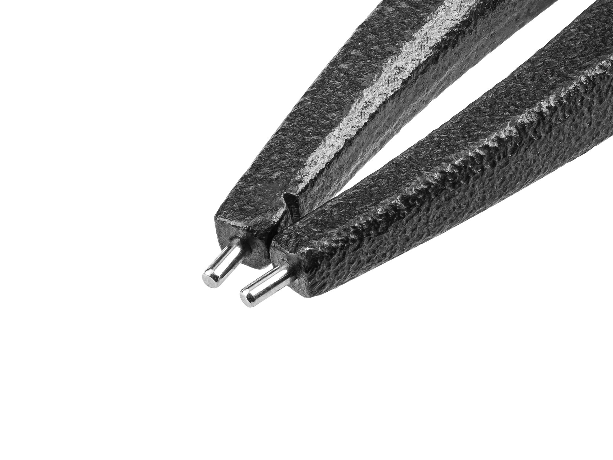 Closed top front-right angle view of Tekton 5 inch retaining ring pliers. Item #PRR21030