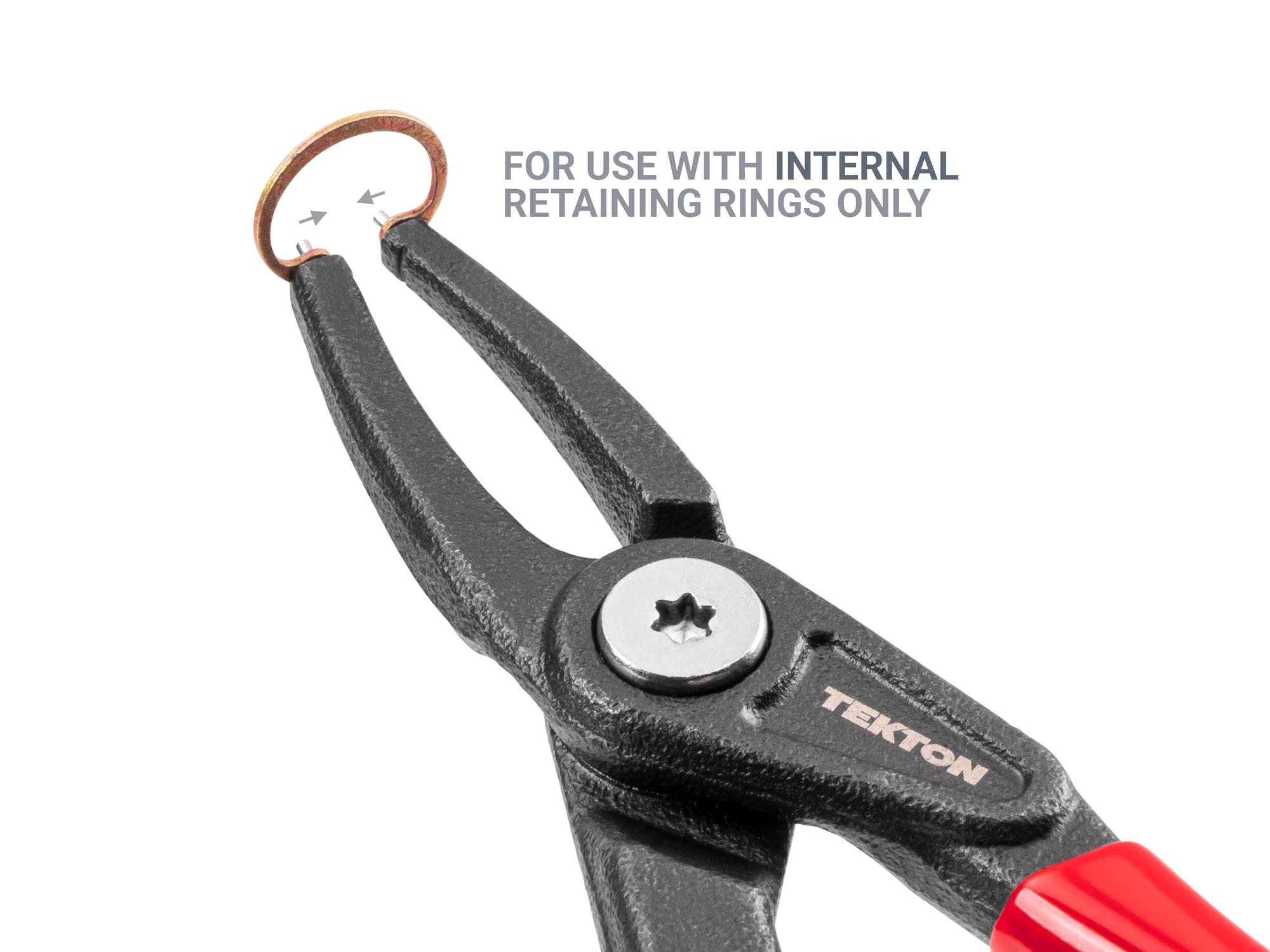 Example shown of Tekton 5 inchretaining ring pliers. Item #PRR21030