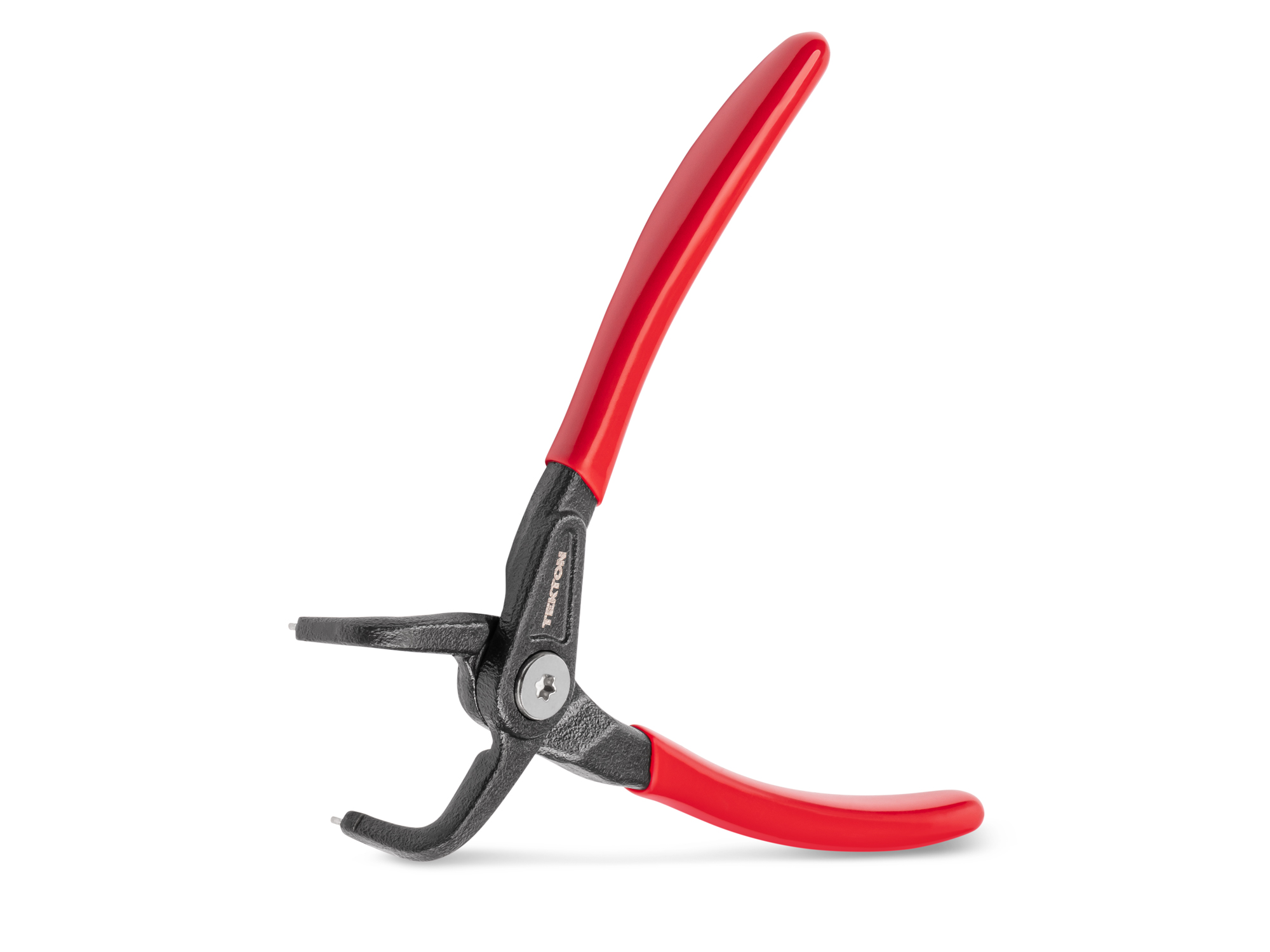 Front-right angle view of Tekton 5 inchh (0.037 inch tips) retaining ring pliers set. Item #PRR21035
