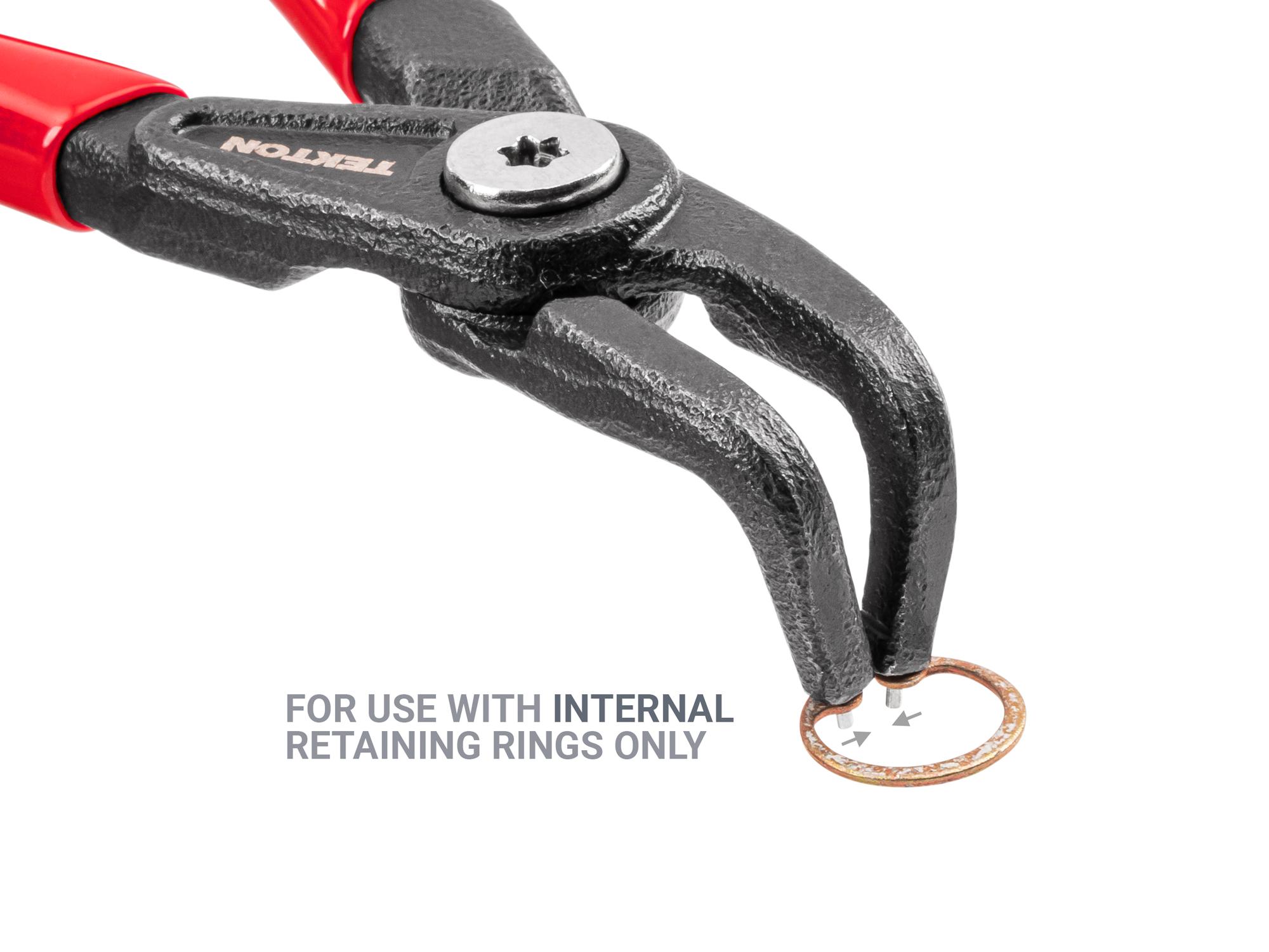 Example shown of Tekton 5 inchretaining ring pliers. Item #PRR21035