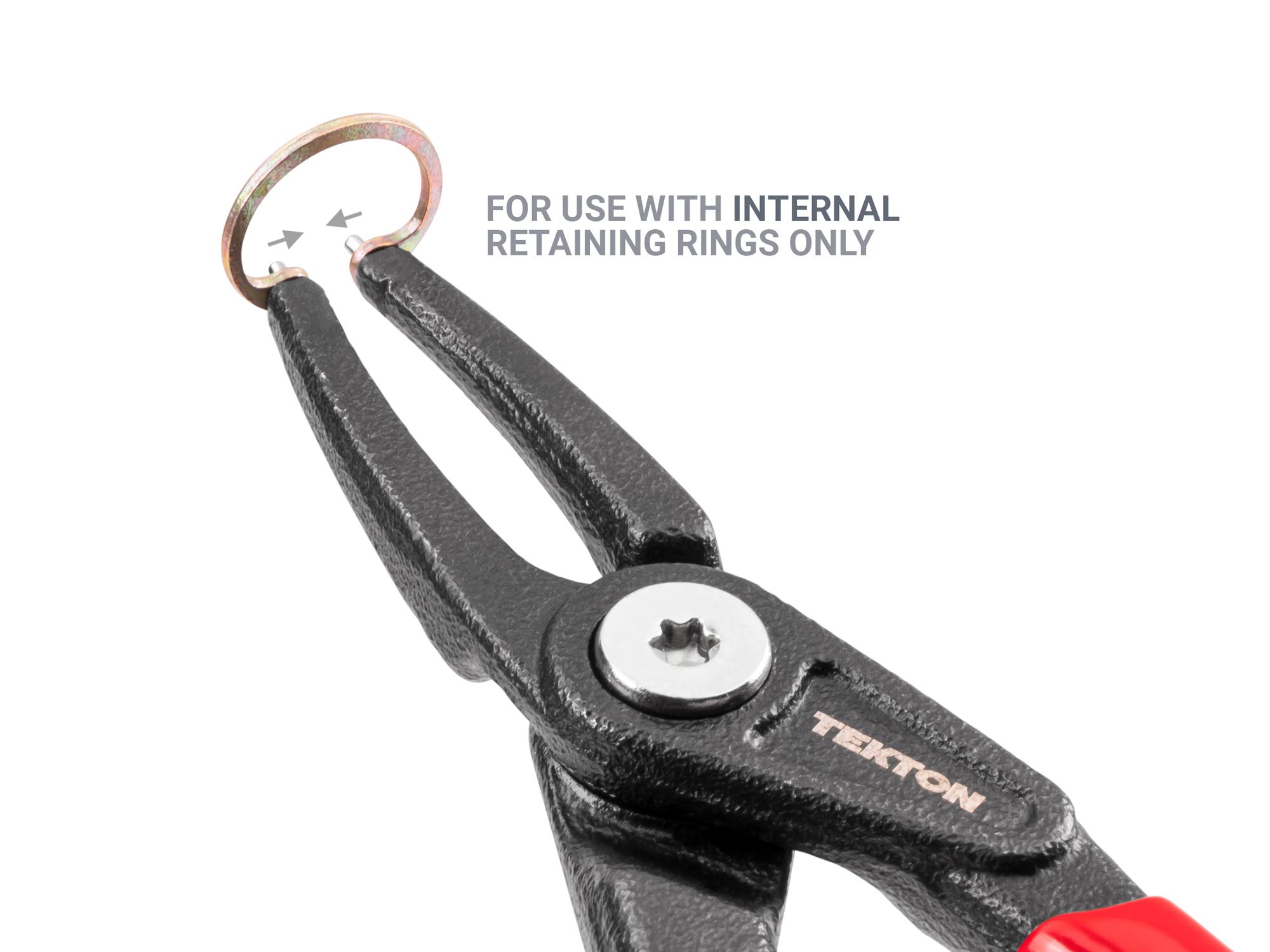 Example shown of Tekton 5 inchretaining ring pliers. Item #PRR21050