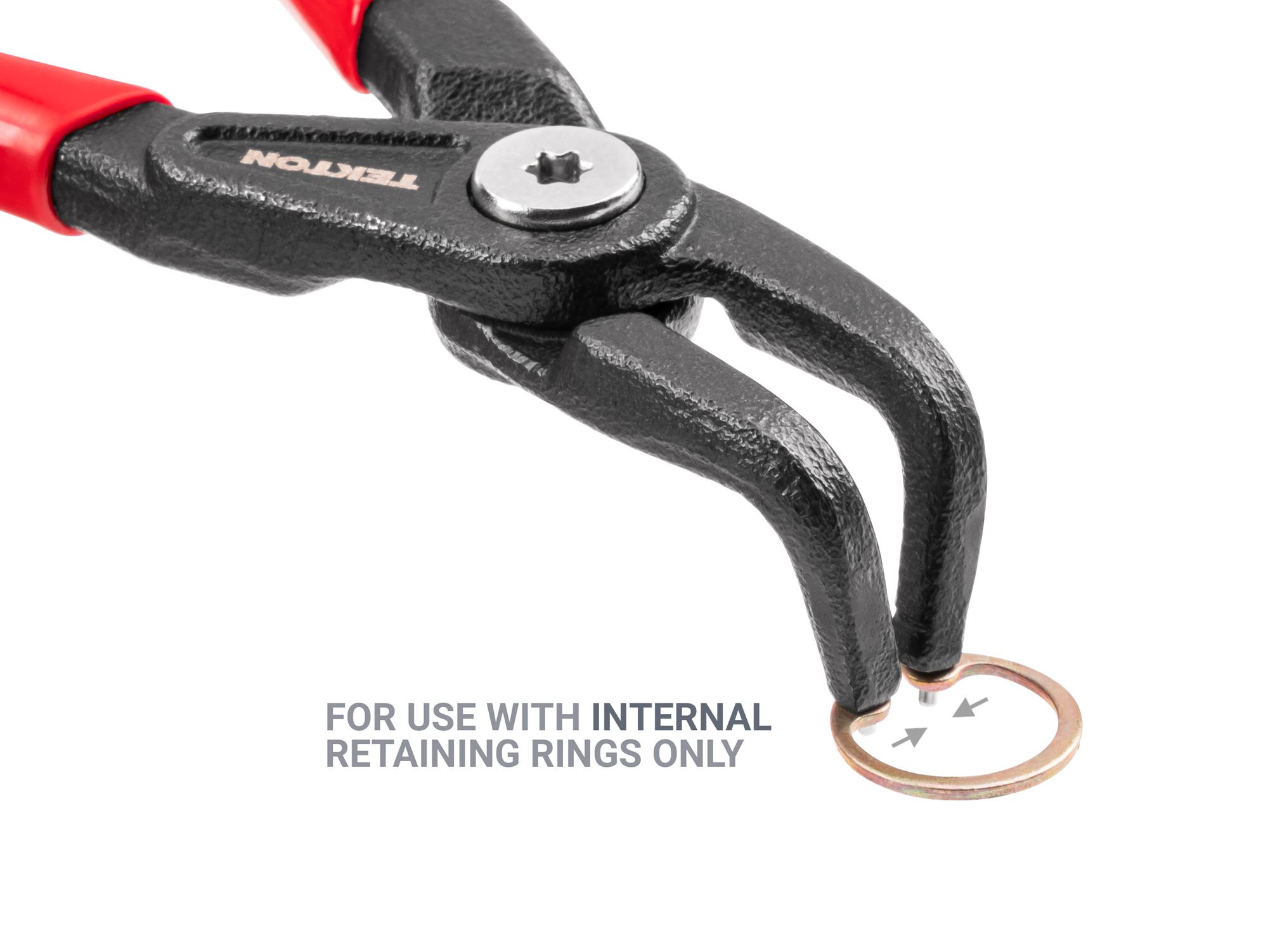 Example shown of Tekton 5 inchretaining ring pliers. Item #PRR21055