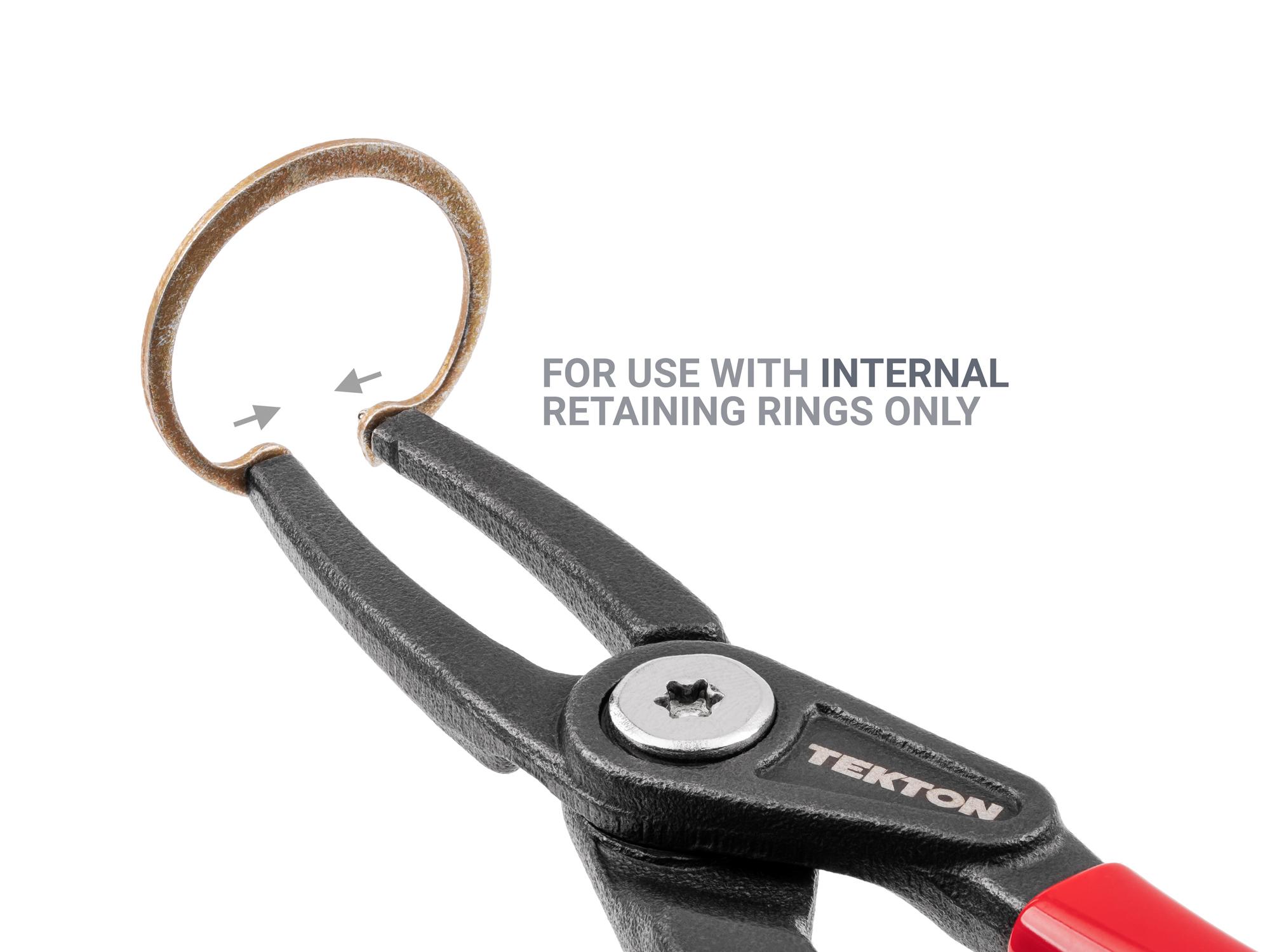 Example shown of Tekton 7 inchretaining ring pliers. Item #PRR22070